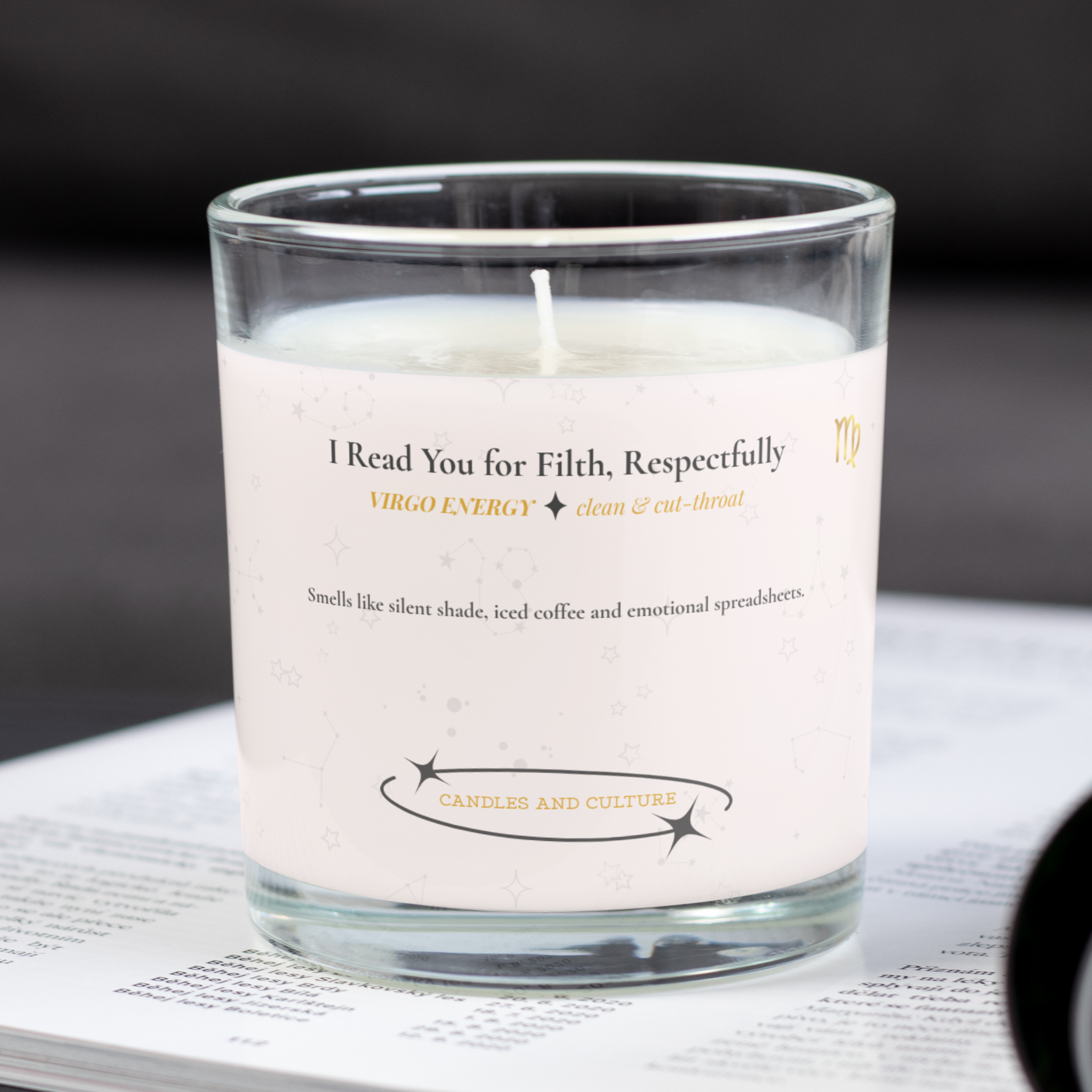 I Read You for Filth, Respectfully – Virgo Zodiac Candle for the Petty Perfectionist I Read You for Filth, Respectfully – Virgo Zodiac Candle for the Petty Perfectionist