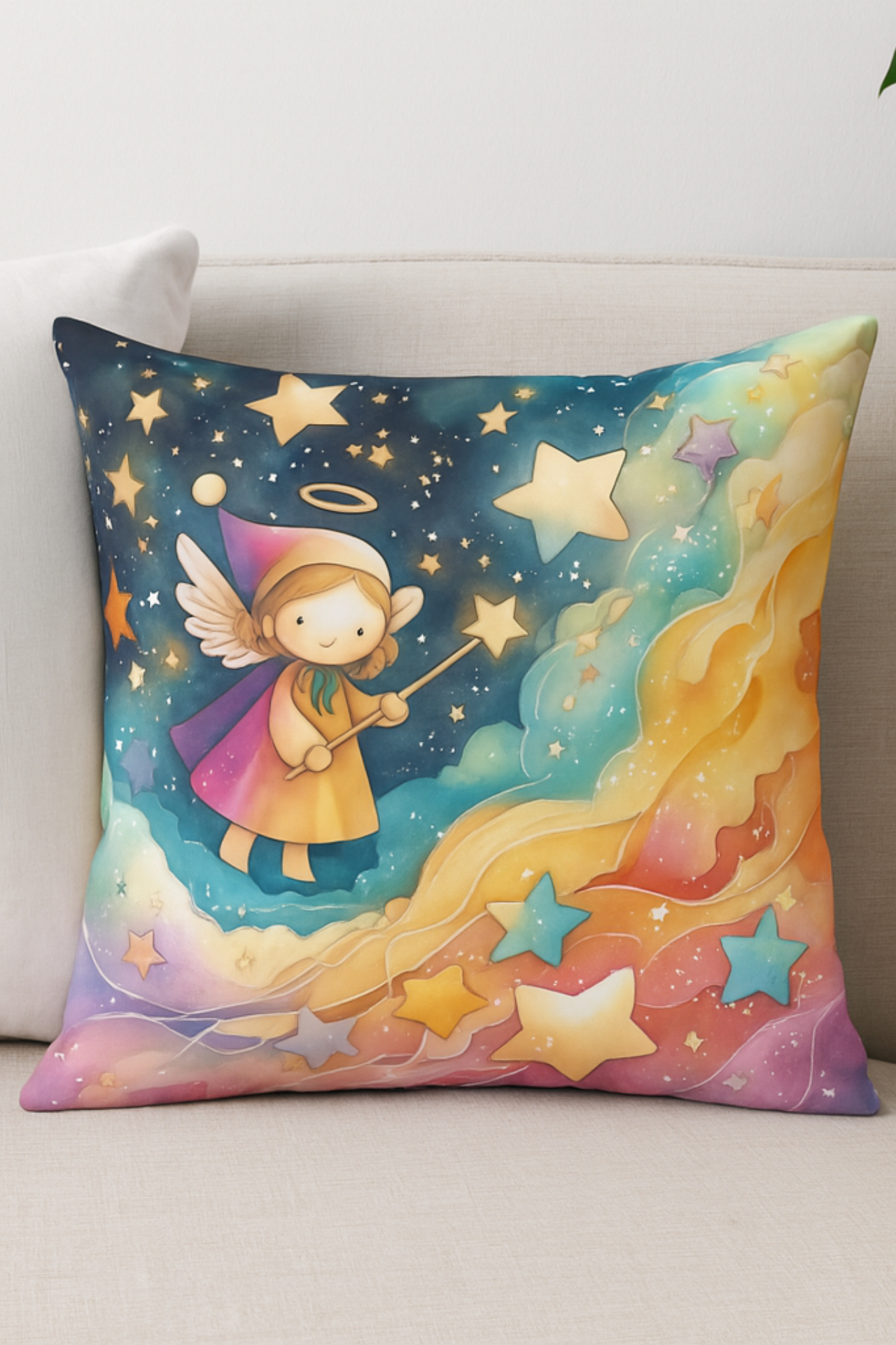 Aurora's Starry Night – Whimsical Angel Pillow for Kids & Nurseries product thumbnail image Aurora's Starry Night – Whimsical Angel Pillow for Kids & Nurseries product thumbnail image