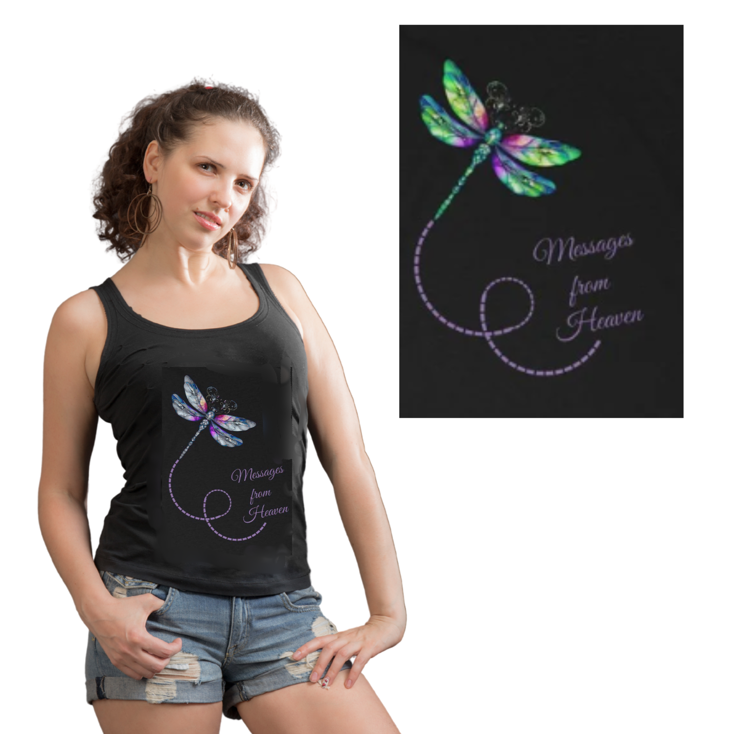 Messages from Heaven 💜✨ Dragonfly-Inspired Memorial Tank – Summer Vibes + Spirit Style | Casual Cotton | Breathable Fabric product thumbnail image Messages from Heaven 💜✨ Dragonfly-Inspired Memorial Tank – Summer Vibes + Spirit Style | Casual Cotton | Breathable Fabric product thumbnail image