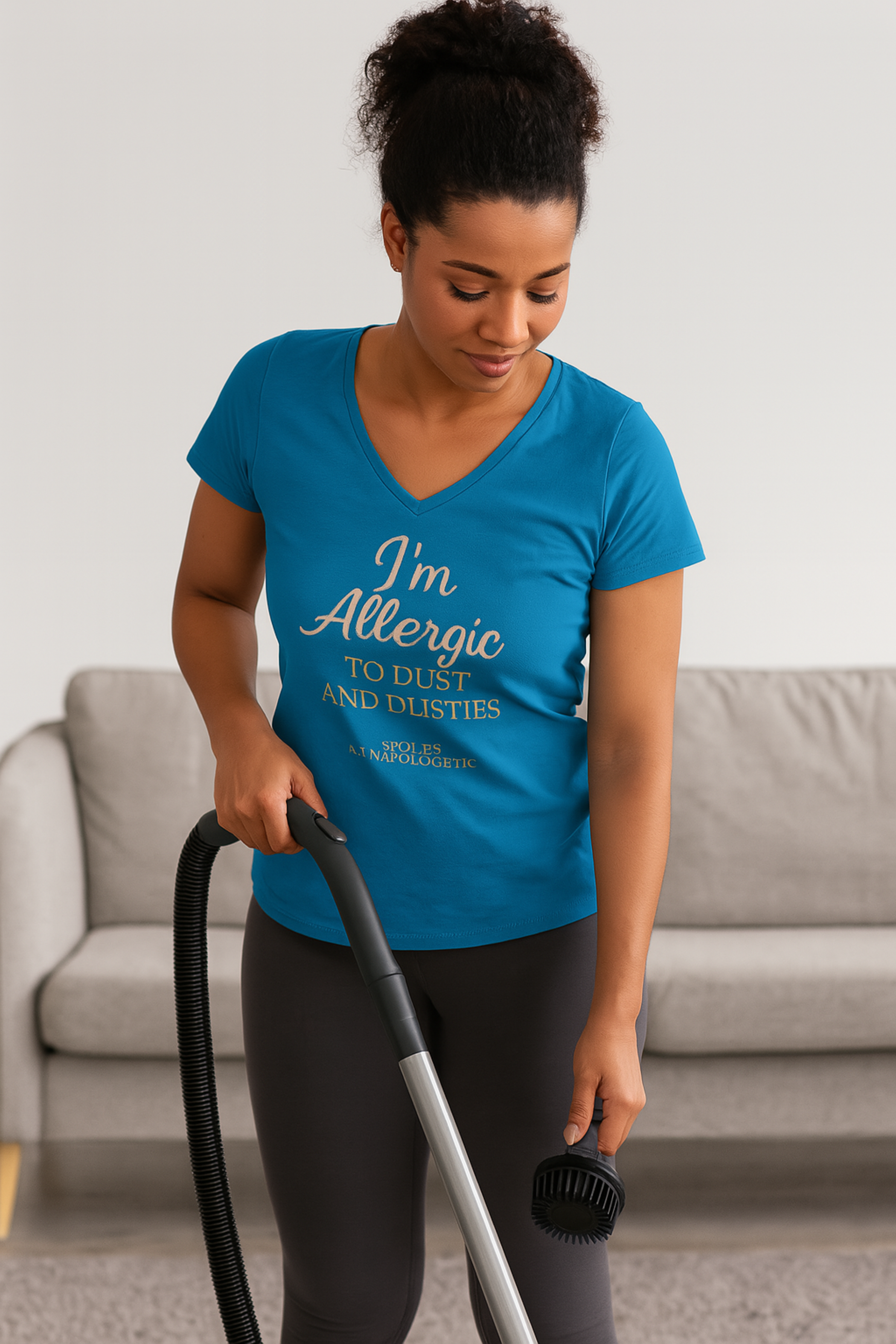 I’m Allergic to Dust &amp; Dusties V-Neck T-Shirt – Funny Statement Tee for Women, Sassy Gift Idea, Soft Girl Humor product thumbnail image