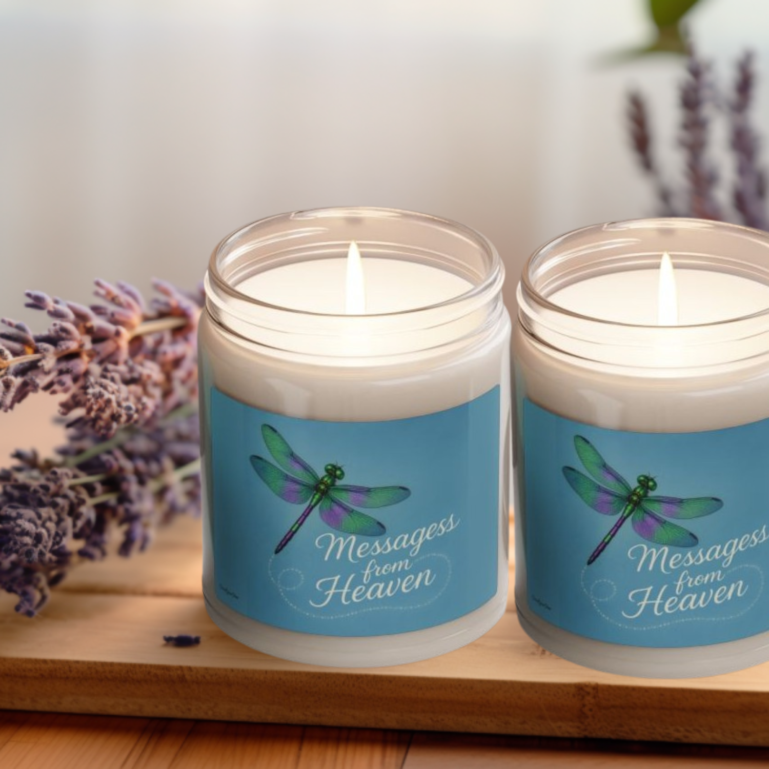 Candle Carma | Messages from Heaven Natural Scented Decorative Glass Soy Candle, Calming and cozy Dragonfly Decor, Eco-Friendly Gift for Relaxation, Memorial Tribute Candle, Home Fragrance product thumbnail image