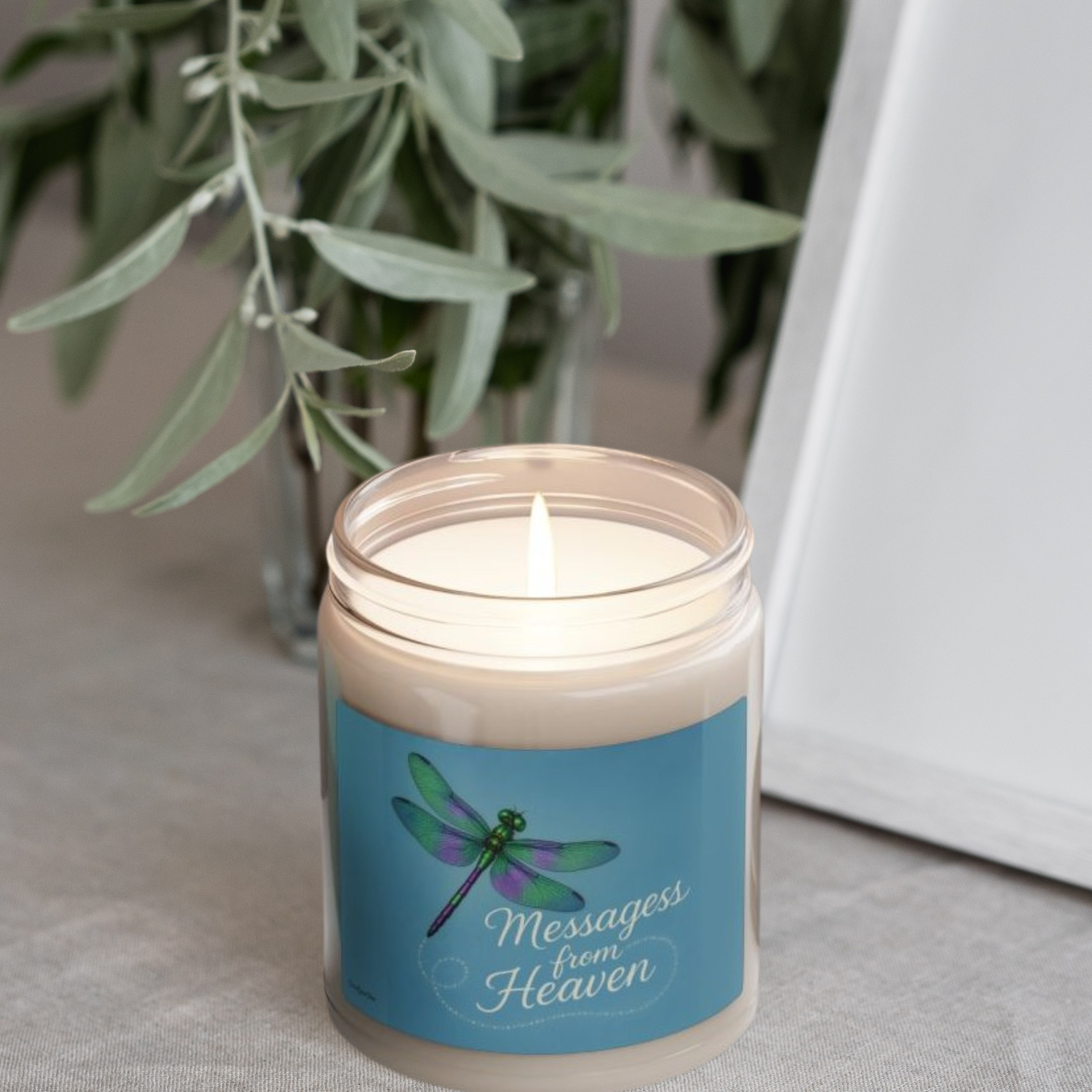 Candle Carma | Messages from Heaven Natural Scented Decorative Glass Soy Candle, Calming and cozy Dragonfly Decor, Eco-Friendly Gift for Relaxation, Memorial Tribute Candle, Home Fragrance product thumbnail image Candle Carma | Messages from Heaven Natural Scented Decorative Glass Soy Candle, Calming and cozy Dragonfly Decor, Eco-Friendly Gift for Relaxation, Memorial Tribute Candle, Home Fragrance product thumbnail image