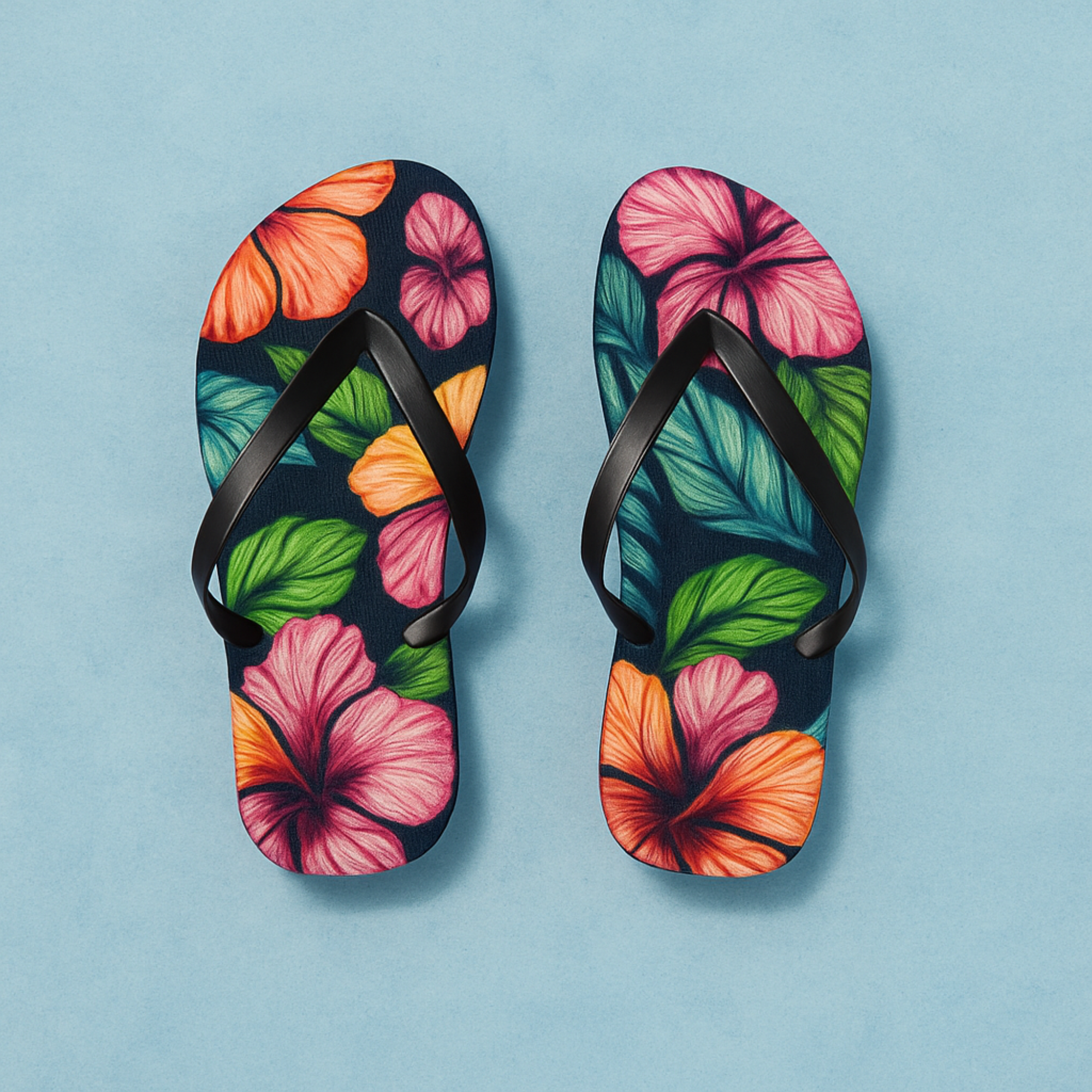 Tropical Flip Flops with Floral Design, Beach Footwear, Summer Essentials, Vacation Shoes, Gift for Her product thumbnail image Tropical Flip Flops with Floral Design, Beach Footwear, Summer Essentials, Vacation Shoes, Gift for Her product thumbnail image