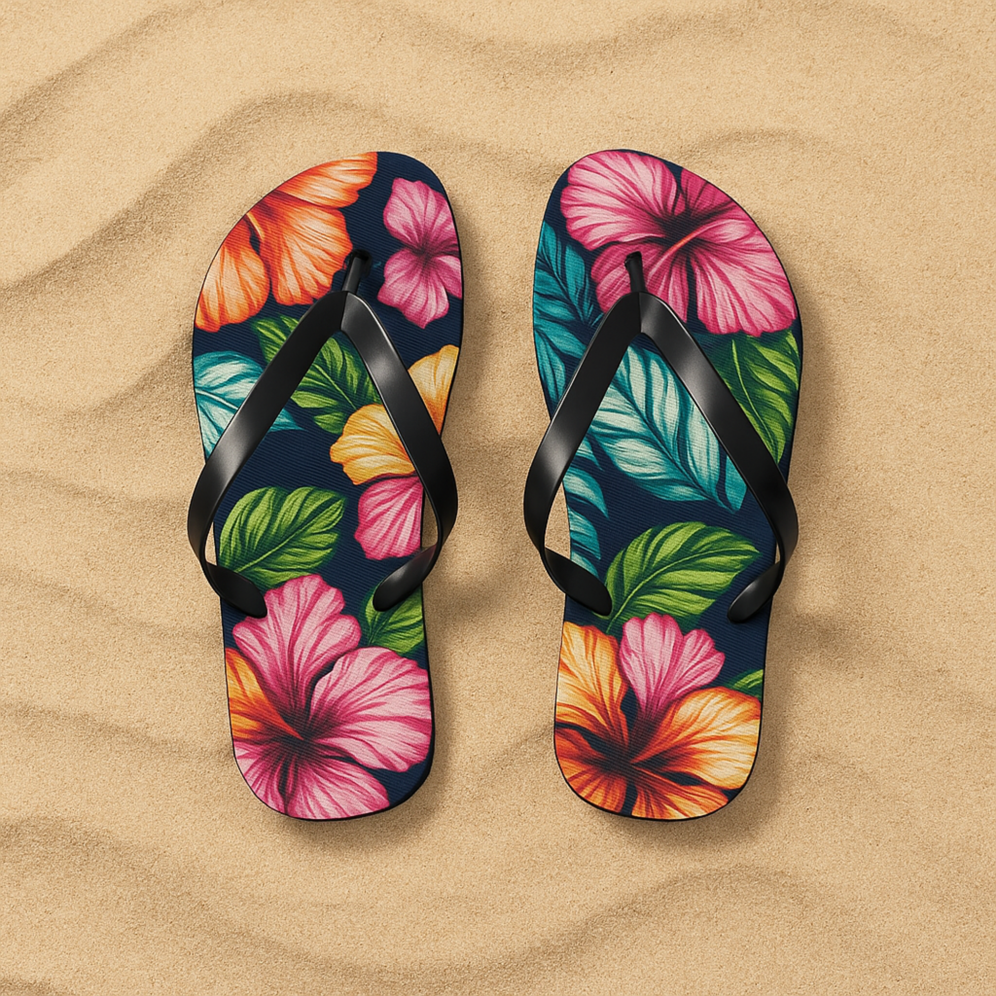 Tropical Flip Flops with Floral Design, Beach Footwear, Summer Essentials, Vacation Shoes, Gift for Her product thumbnail image Tropical Flip Flops with Floral Design, Beach Footwear, Summer Essentials, Vacation Shoes, Gift for Her product thumbnail image