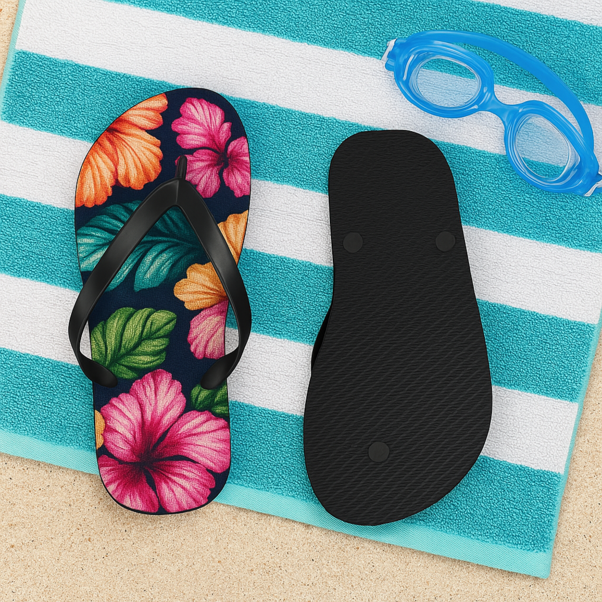 Tropical Flip Flops with Floral Design, Beach Footwear, Summer Essentials, Vacation Shoes, Gift for Her product thumbnail image Tropical Flip Flops with Floral Design, Beach Footwear, Summer Essentials, Vacation Shoes, Gift for Her product thumbnail image