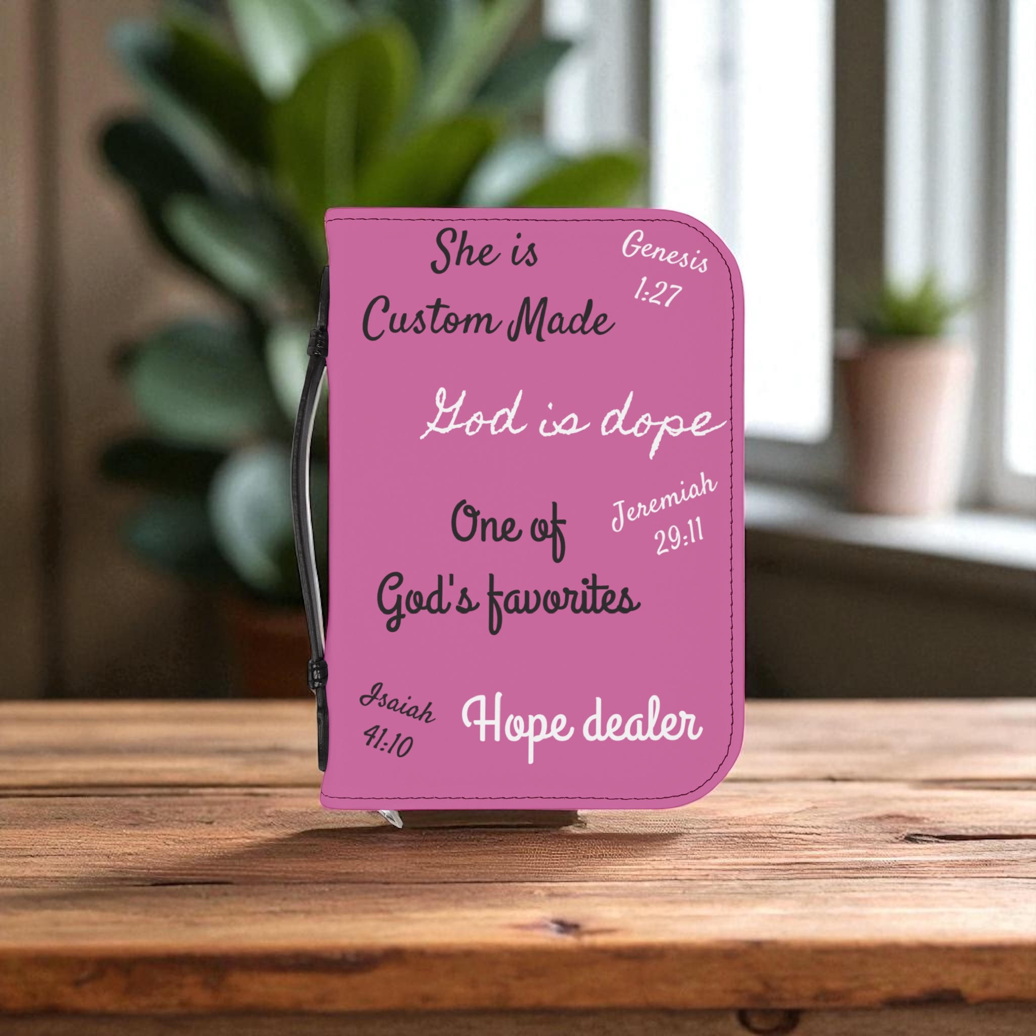 Quotes in pink Bible Cover