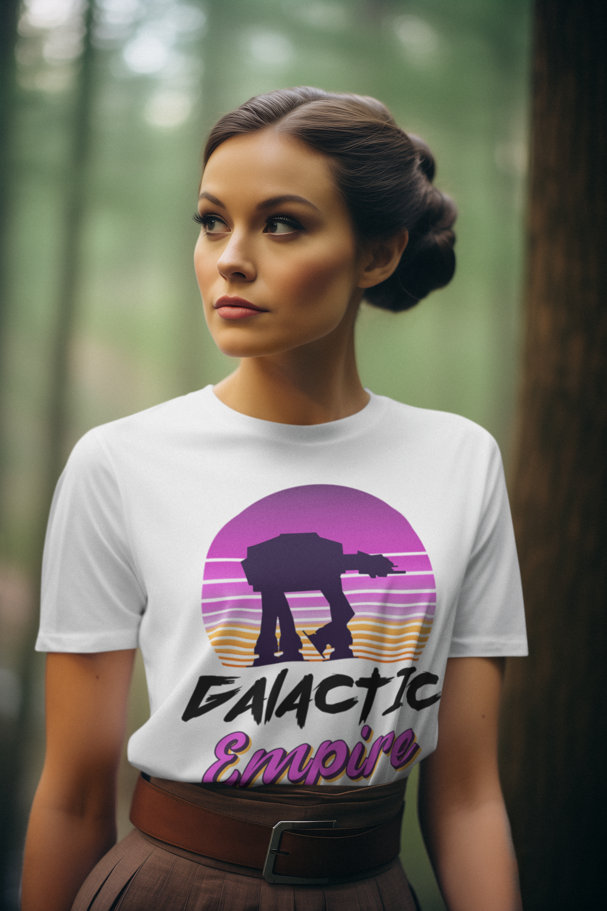 AT-AT Walker Silhouette in Orange Sunset - Women's Midweight Cotton Tee