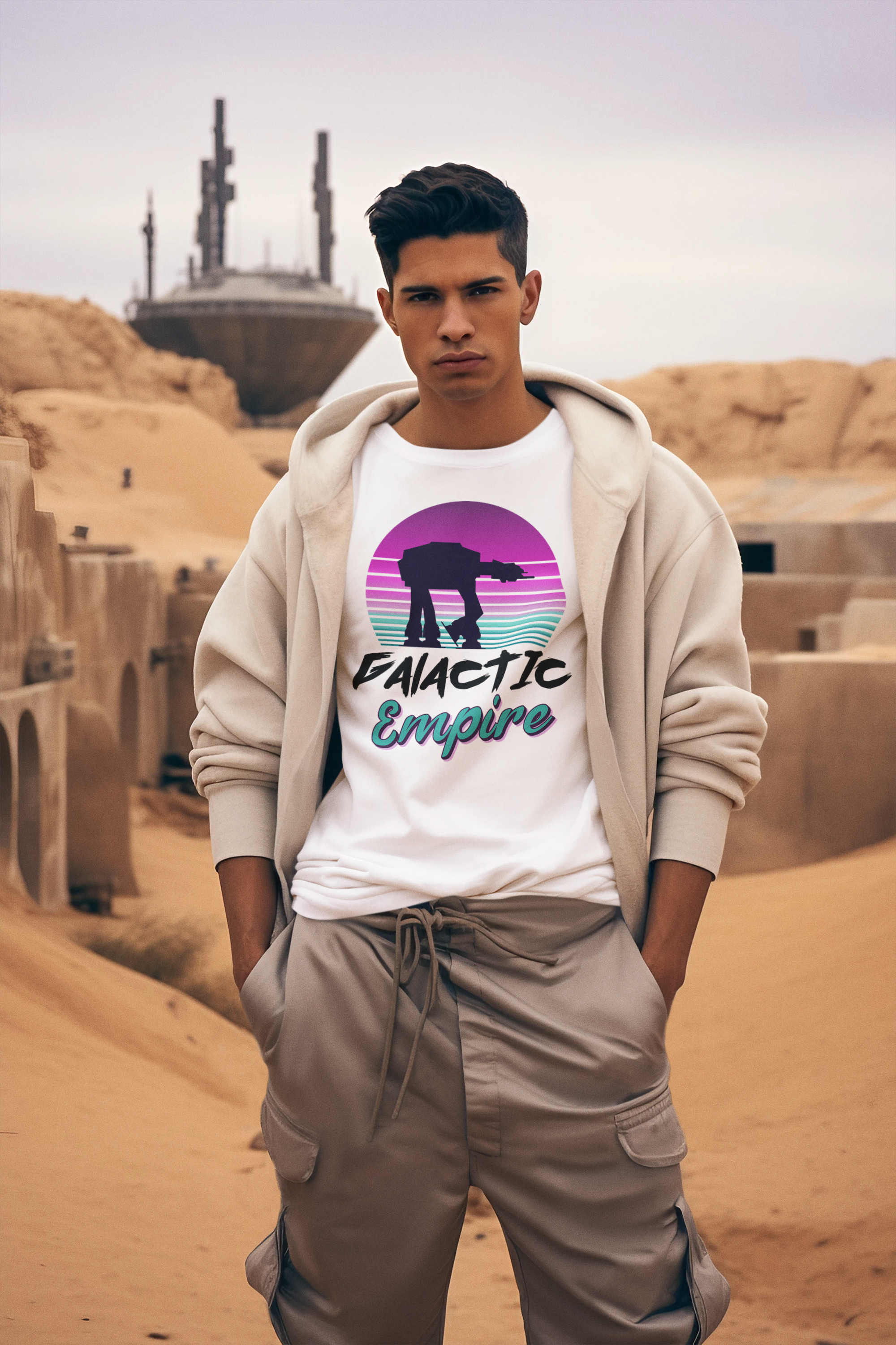 AT-AT Walker Silhouette in Sunset - Unisex Garment-Dyed T-shirt