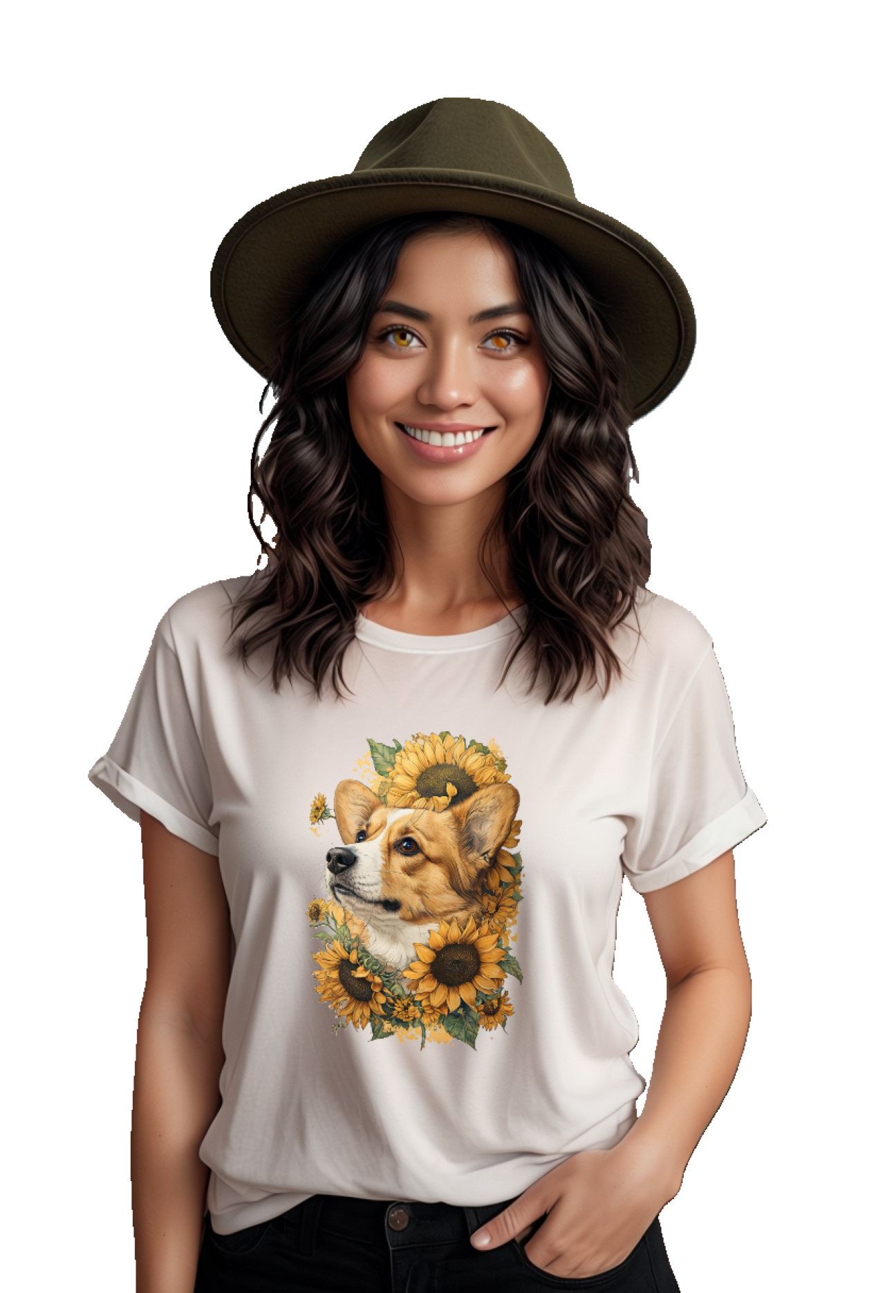Corgi and Sunflower T-Shirt | Casual Wear, Dog Lover Gift, Unisex Tee, Graphic Tee, Cute Animal Shirt, Summer Top product thumbnail image