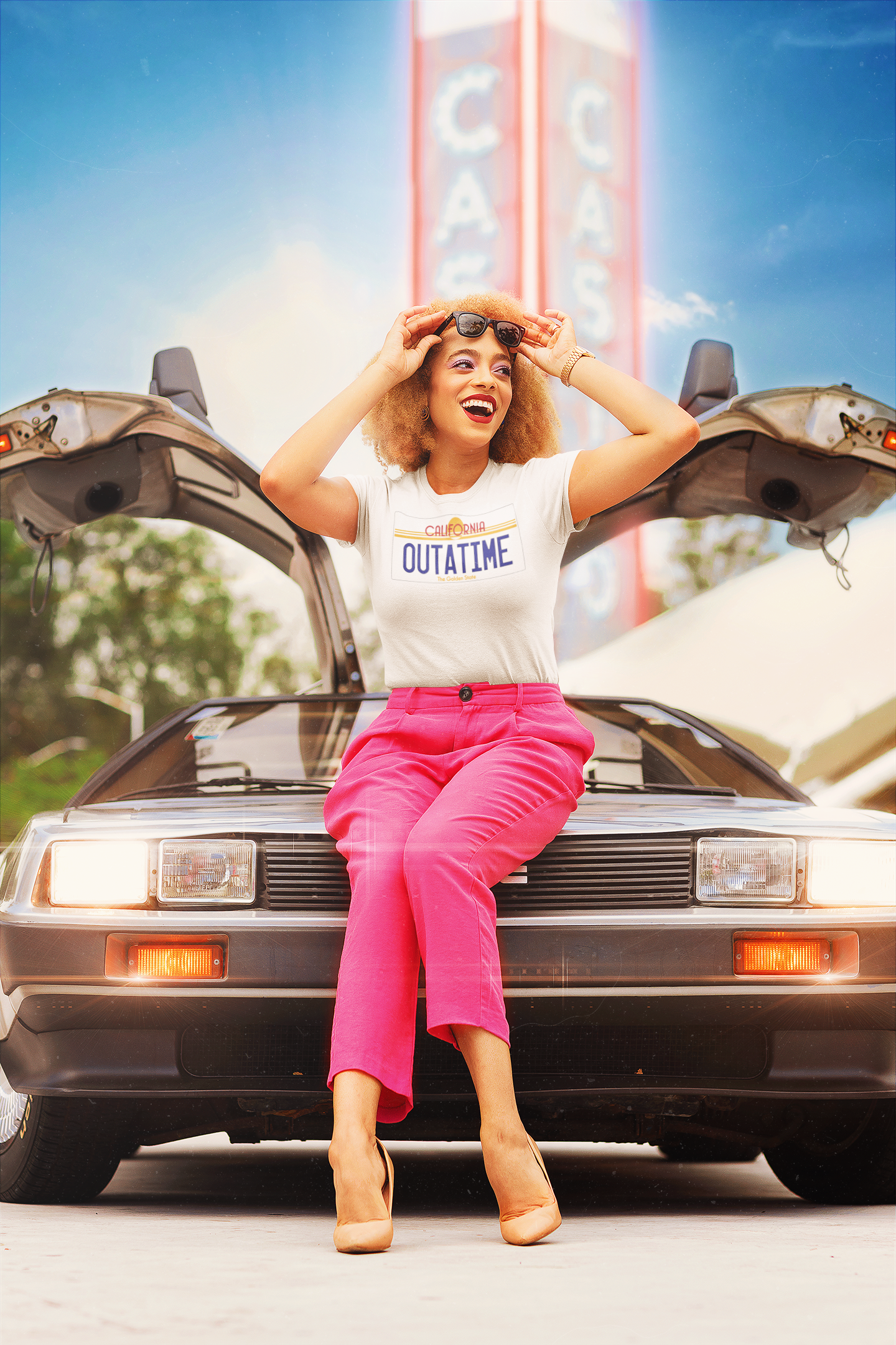 The DeLorean's License Plate - Women's Midweight Cotton Tee