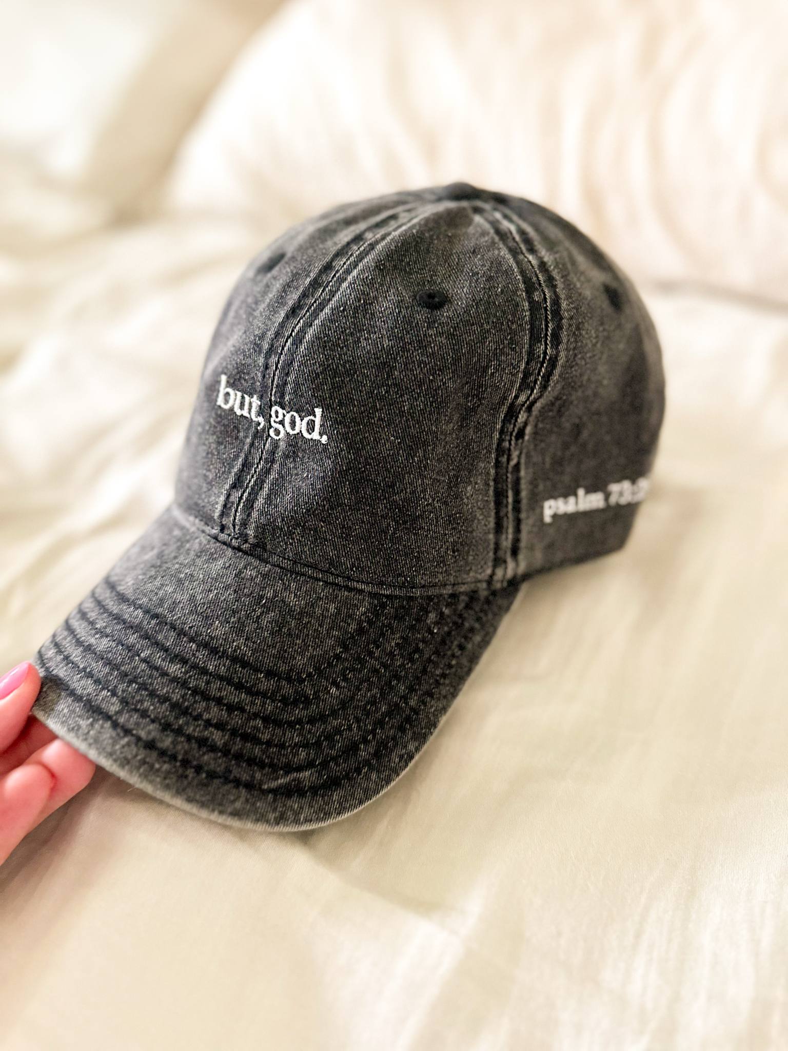 BUT, GOD Vintage Embroidered Hat - Psalm 73:26 product thumbnail image BUT, GOD Vintage Embroidered Hat - Psalm 73:26 product thumbnail image