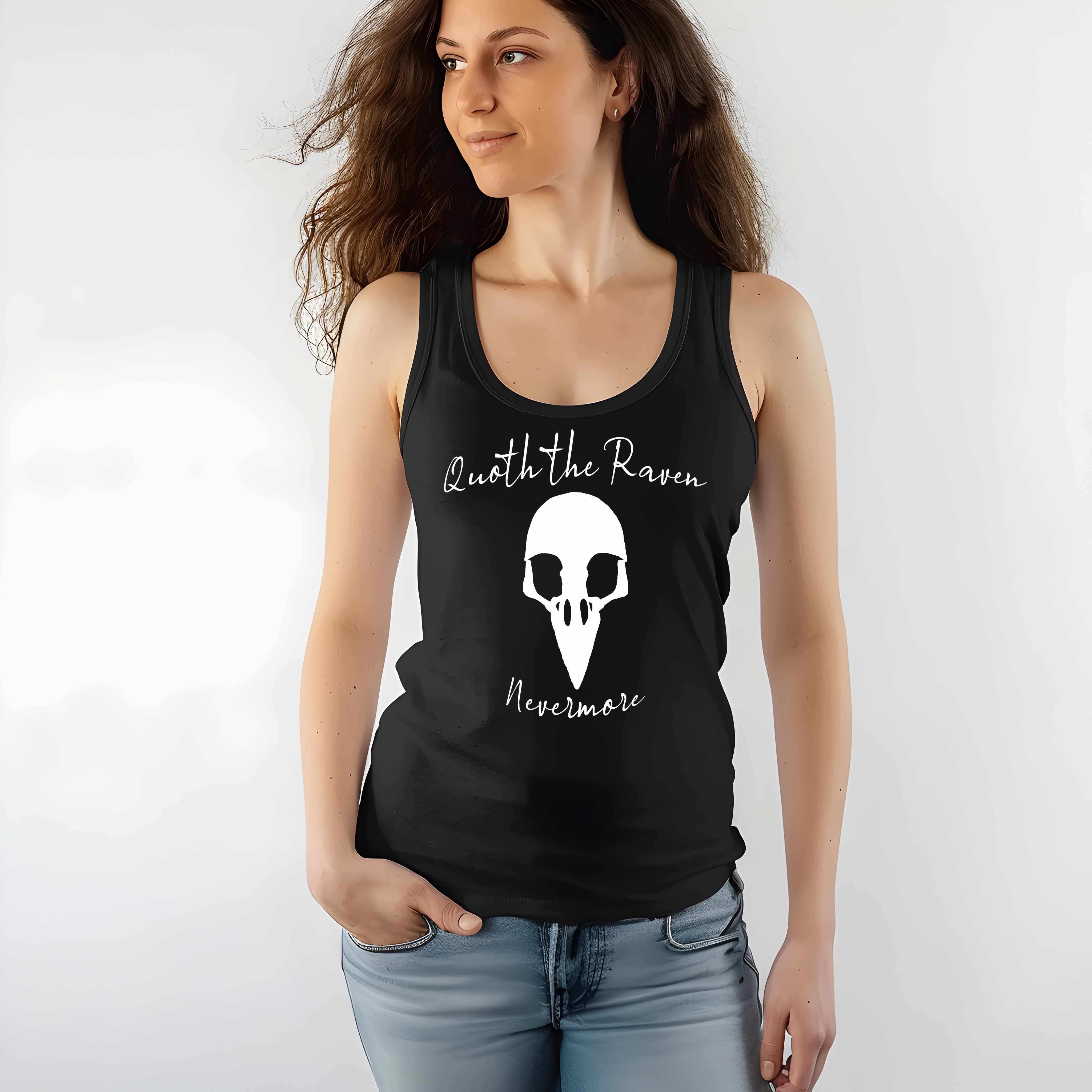 Quoth the Raven Nevermore Tank Top – Edgar Allan Poe Gothic Literature Shirt, Dark Academia Summer Top, Creepy Cute Bookish Tank