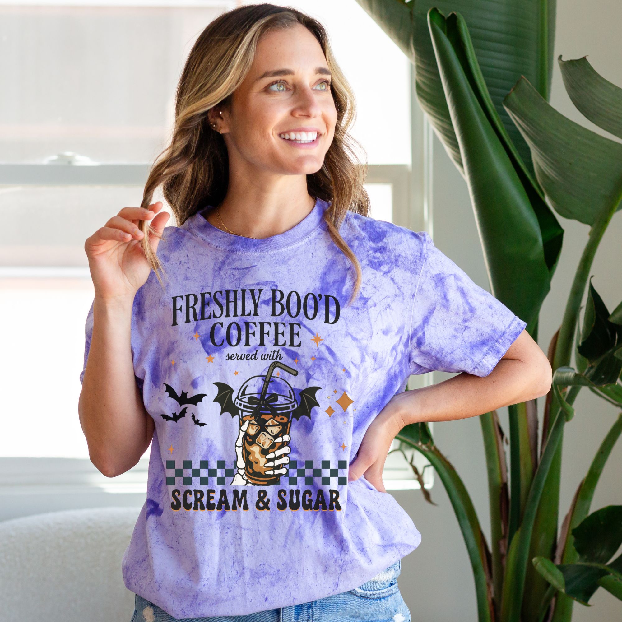 Freshly Boo’d Coffee Shirt – Halloween Iced Coffee Tee – Comfort Colors 1745 Bleach Dye Tee – Spooky Season Shirt – Scream & Sugar Shirt product thumbnail image Freshly Boo’d Coffee Shirt – Halloween Iced Coffee Tee – Comfort Colors 1745 Bleach Dye Tee – Spooky Season Shirt – Scream & Sugar Shirt product thumbnail image