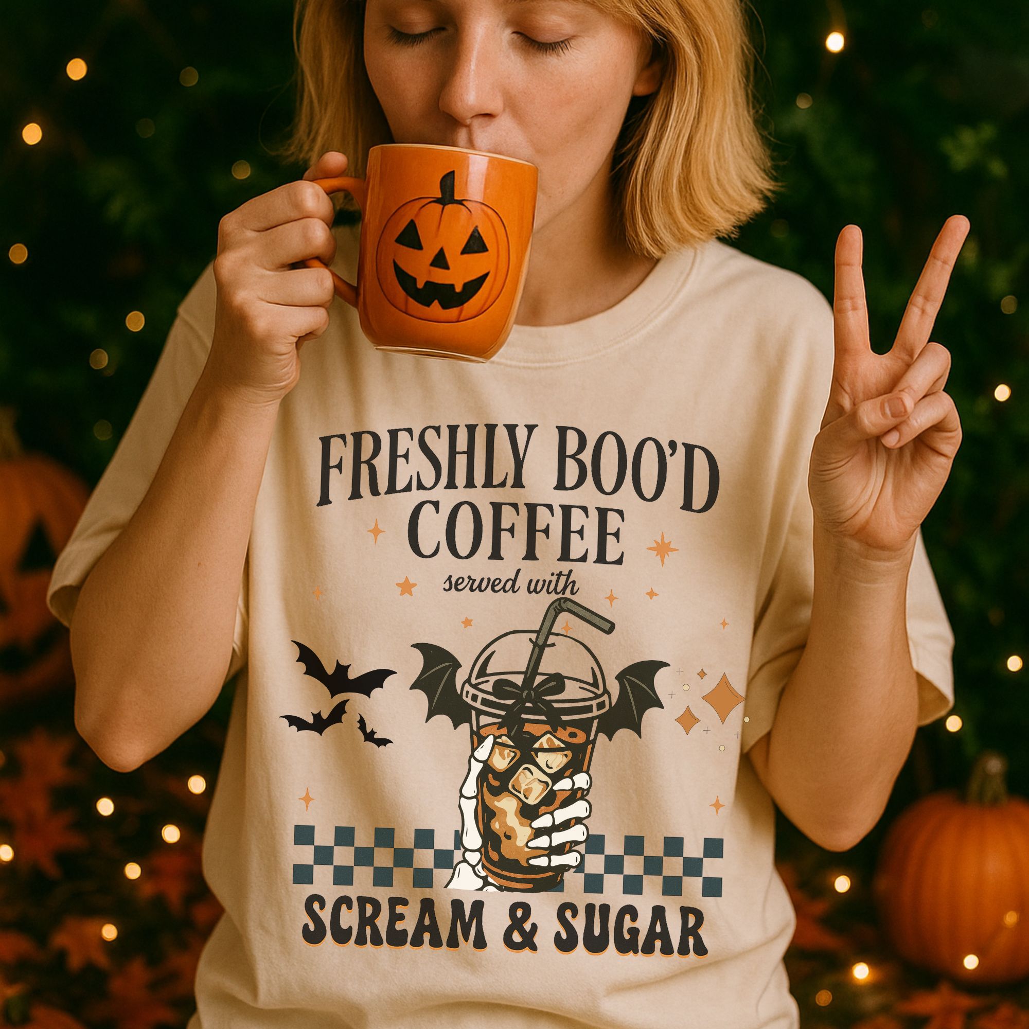 Freshly Boo’d Coffee Halloween Shirt Spooky Season Iced Coffee Tee Funny Fall Shirt Scream & Sugar Skeleton Hand Tee Ghost Coffee Lover Gift product thumbnail image Freshly Boo’d Coffee Halloween Shirt Spooky Season Iced Coffee Tee Funny Fall Shirt Scream & Sugar Skeleton Hand Tee Ghost Coffee Lover Gift product thumbnail image