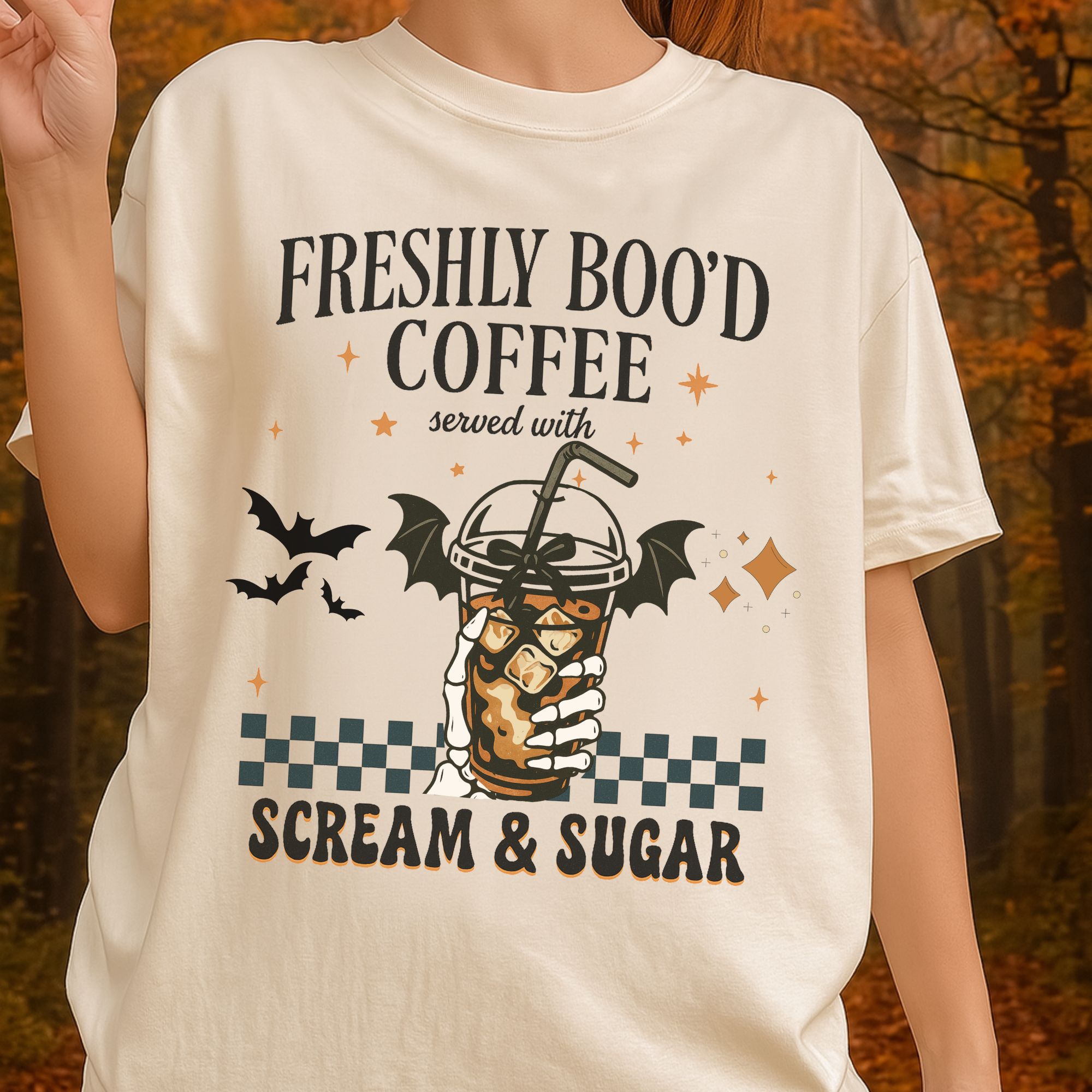 Freshly Boo’d Coffee Halloween Shirt Spooky Season Iced Coffee Tee Funny Fall Shirt Scream & Sugar Skeleton Hand Tee Ghost Coffee Lover Gift product thumbnail image Freshly Boo’d Coffee Halloween Shirt Spooky Season Iced Coffee Tee Funny Fall Shirt Scream & Sugar Skeleton Hand Tee Ghost Coffee Lover Gift product thumbnail image