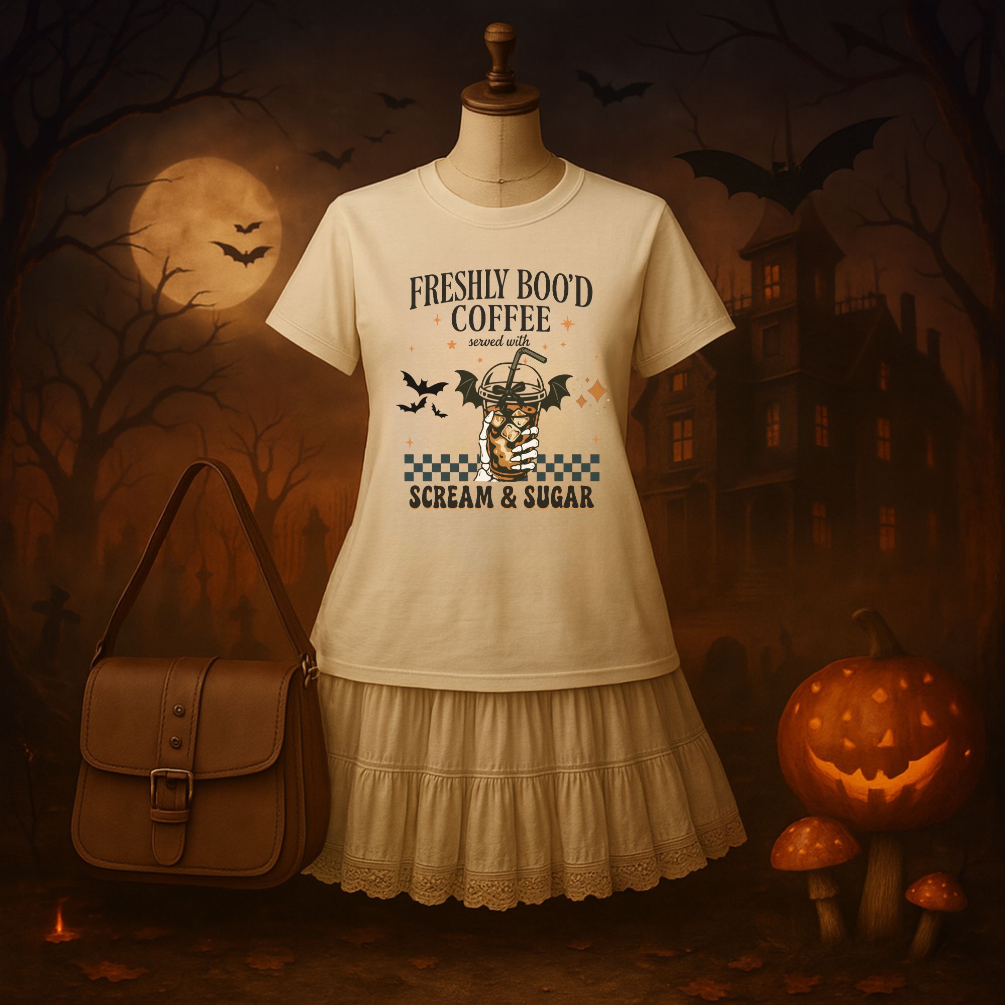 Freshly Boo’d Coffee Halloween Shirt Spooky Season Iced Coffee Tee Funny Fall Shirt Scream & Sugar Skeleton Hand Tee Ghost Coffee Lover Gift product thumbnail image Freshly Boo’d Coffee Halloween Shirt Spooky Season Iced Coffee Tee Funny Fall Shirt Scream & Sugar Skeleton Hand Tee Ghost Coffee Lover Gift product thumbnail image