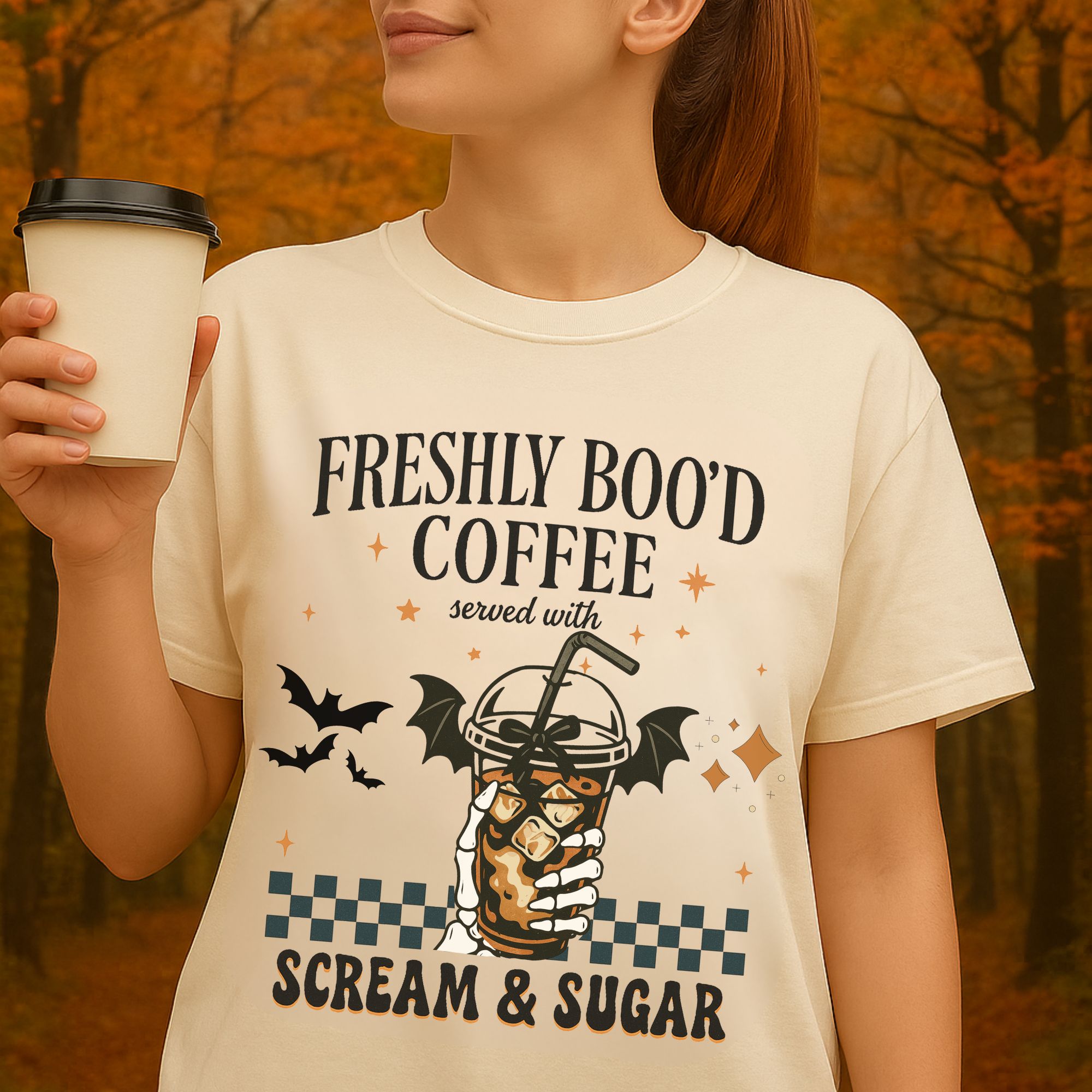 Freshly Boo’d Coffee Halloween Shirt Spooky Season Iced Coffee Tee Funny Fall Shirt Scream & Sugar Skeleton Hand Tee Ghost Coffee Lover Gift product thumbnail image Freshly Boo’d Coffee Halloween Shirt Spooky Season Iced Coffee Tee Funny Fall Shirt Scream & Sugar Skeleton Hand Tee Ghost Coffee Lover Gift product thumbnail image