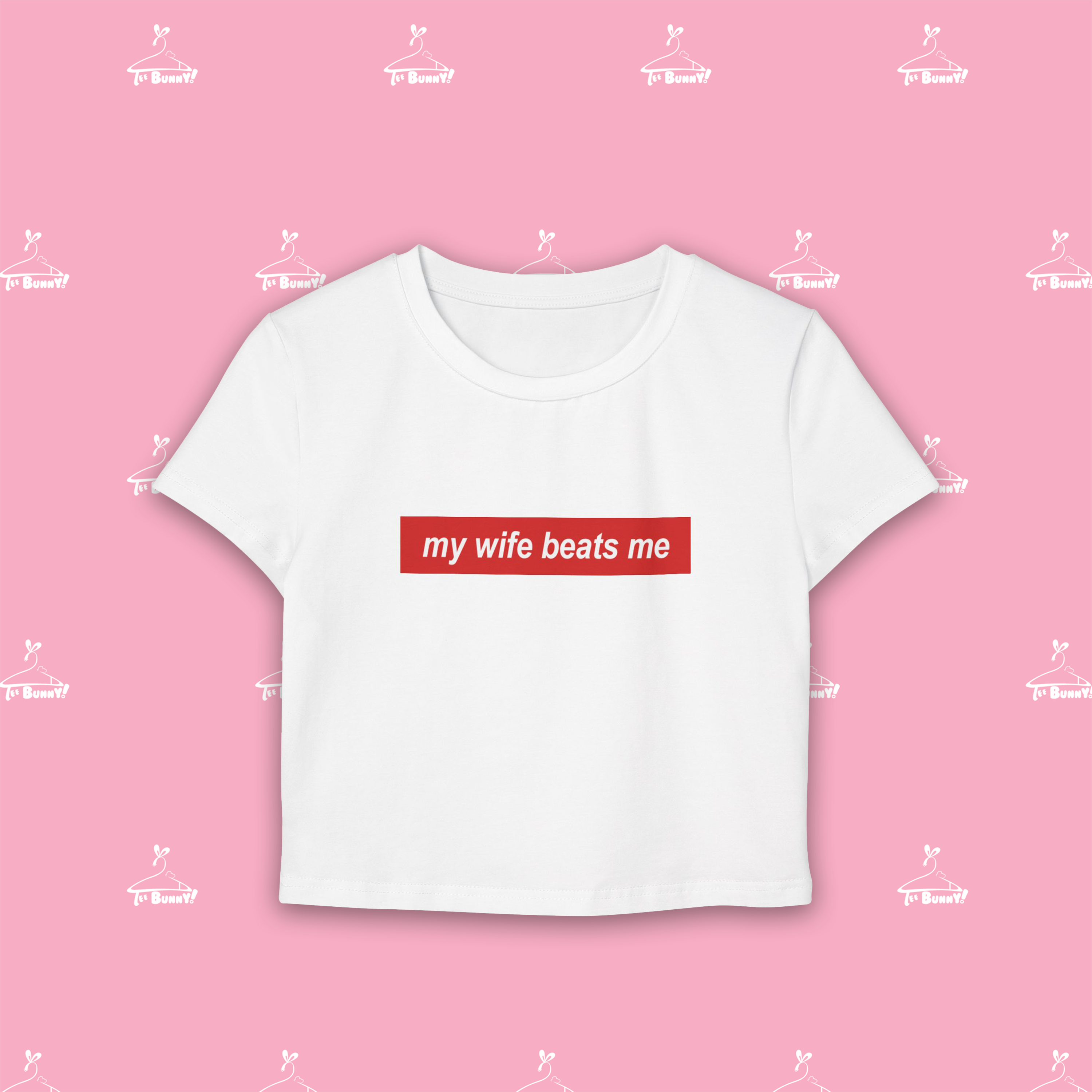 my wife beats me - (Unisex Cropped Baby Tee) product thumbnail image