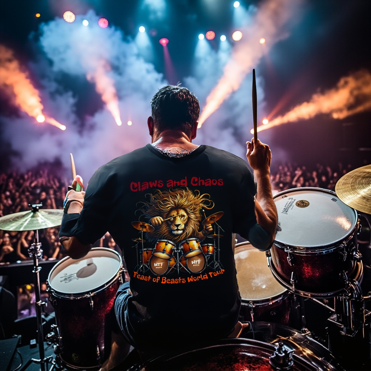 Sarcasm Culture Claws and Chaos Drums Satirical Music Tour Tee product thumbnail image