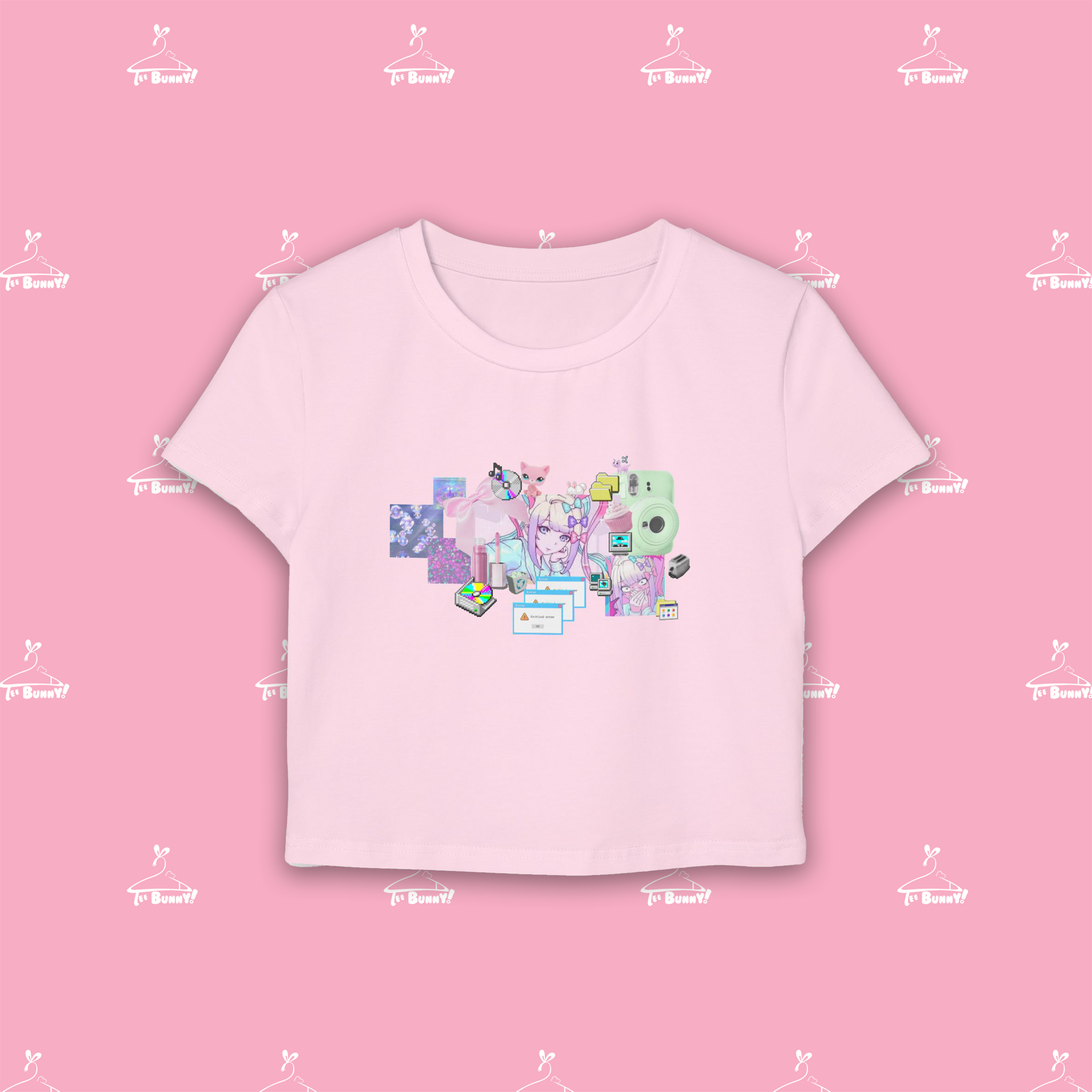 Ame-Chan Collage Y2K Streamer Tee - (Unisex Cropped Baby Tee) Ame-Chan Collage Y2K Streamer Tee - (Unisex Cropped Baby Tee)