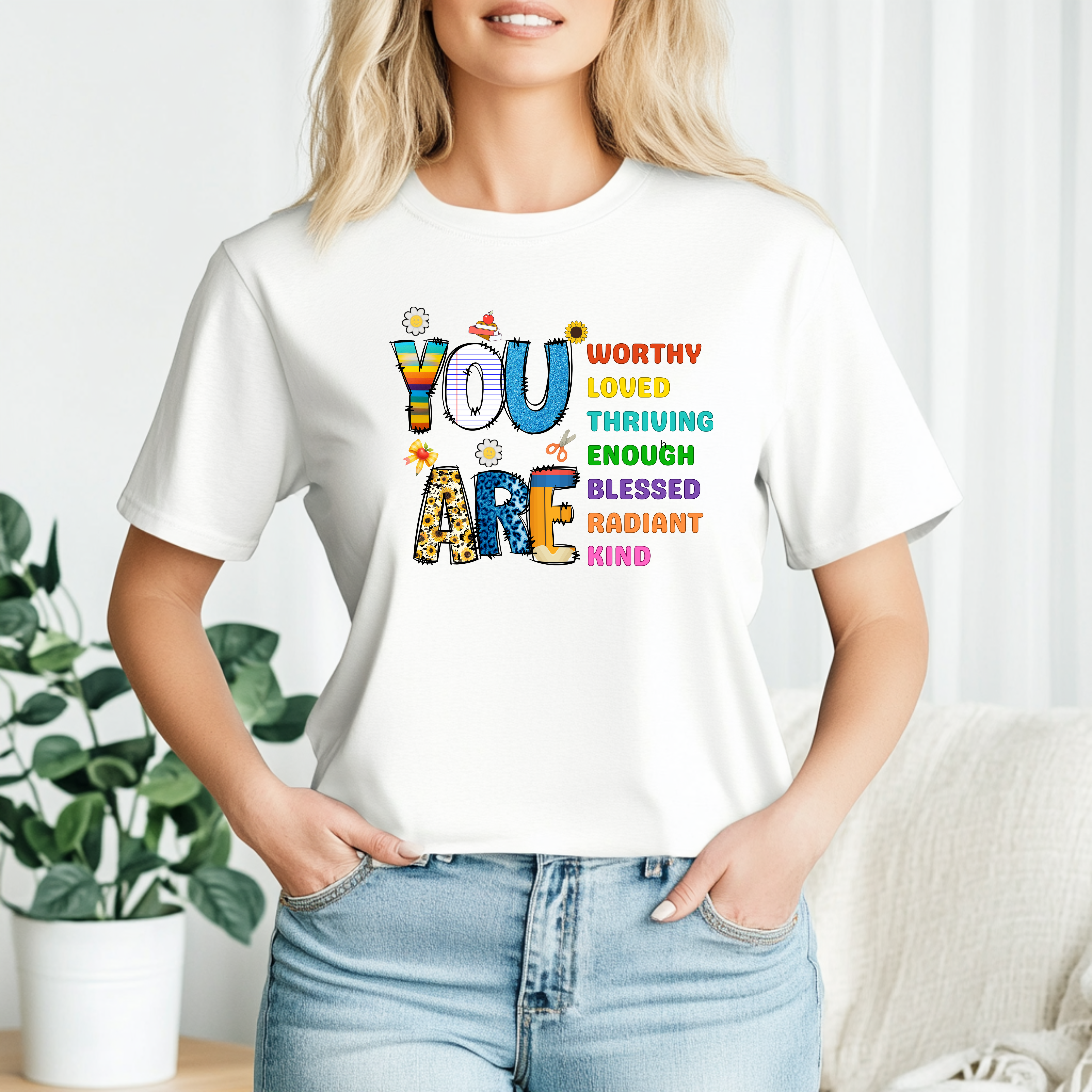 You Are Teacher Affirmation T-Shirt – Positive Teacher Graphic Tee, Motivational Back to School Shirt, Colorful Educator Gift product thumbnail image You Are Teacher Affirmation T-Shirt – Positive Teacher Graphic Tee, Motivational Back to School Shirt, Colorful Educator Gift product thumbnail image