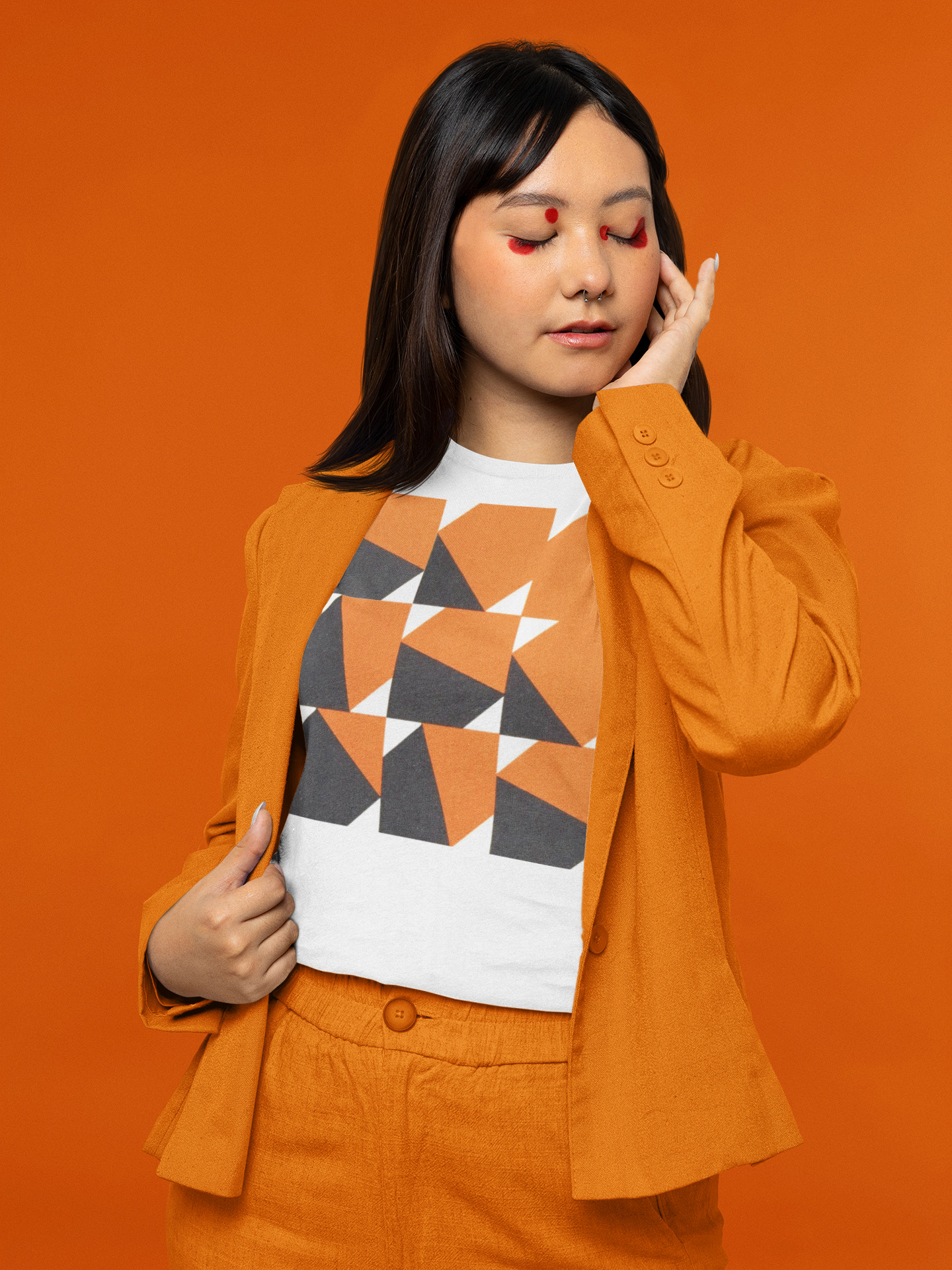“Retro Geo Motion” Abstract Art Pattern T-Shirt - Modern Casual Wear, Graphic Tee, Unisex Fashion, Art Inspired Top, Everyday Essential product thumbnail image