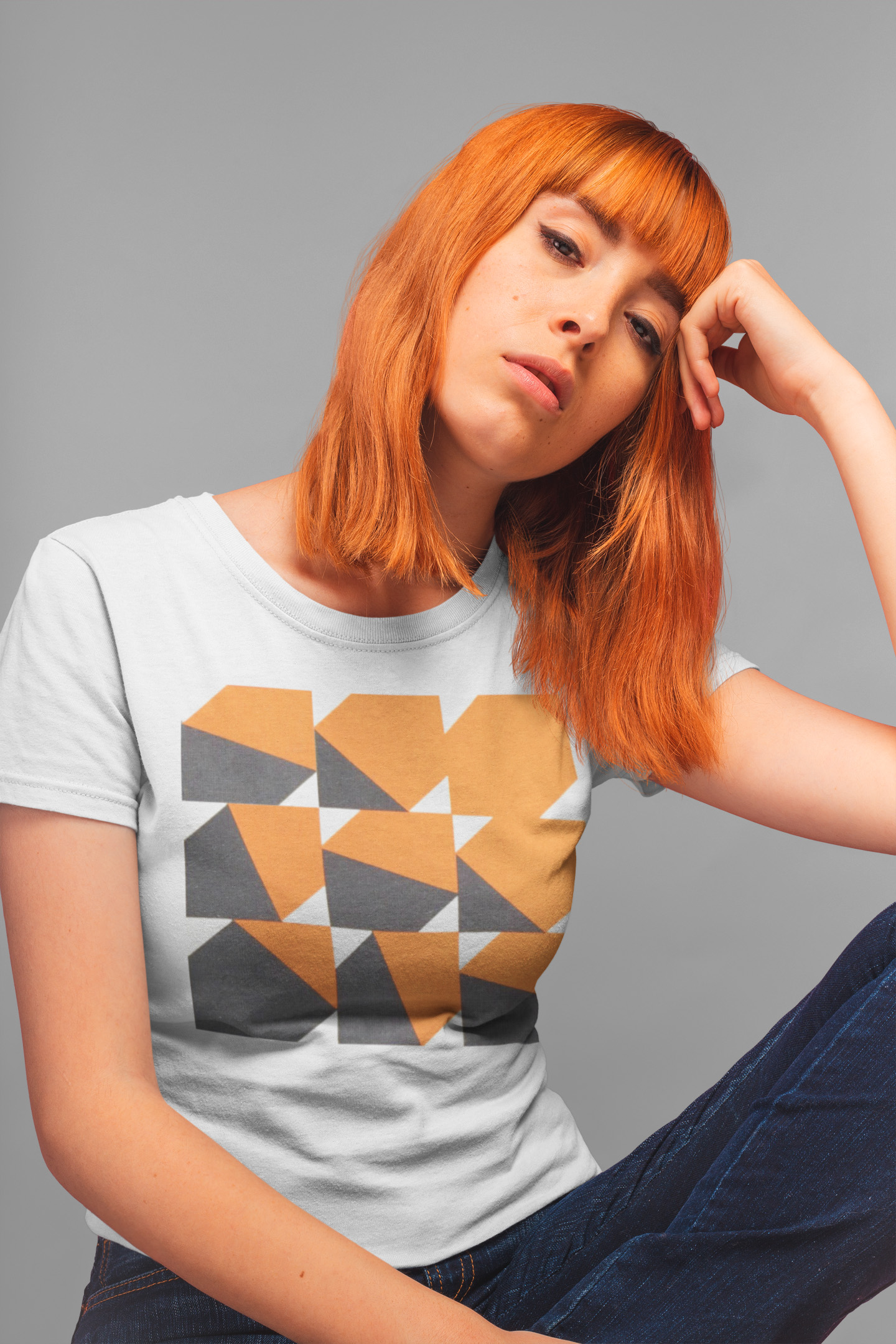“Retro Geo Motion” Abstract Art Pattern T-Shirt - Modern Casual Wear, Graphic Tee, Unisex Fashion, Art Inspired Top, Everyday Essential product thumbnail image