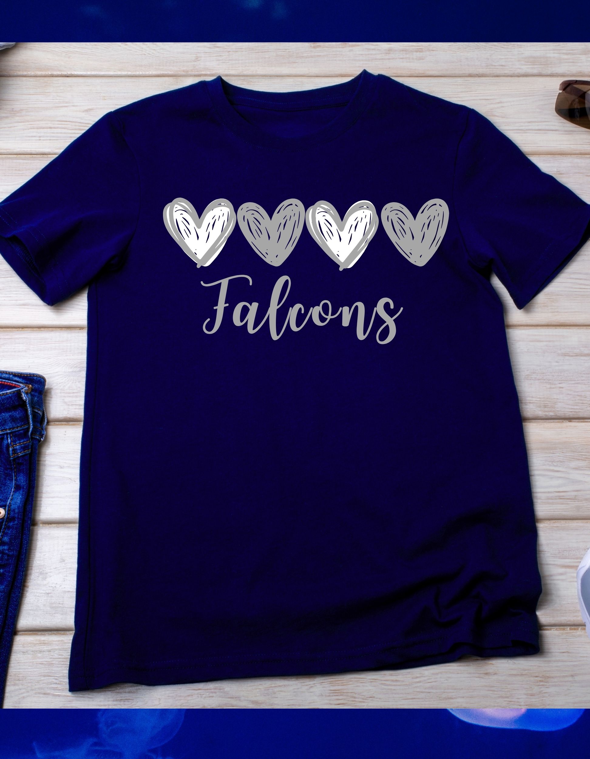 Falcons Hearts Spiritwear T-Shirt Frankford Falcon