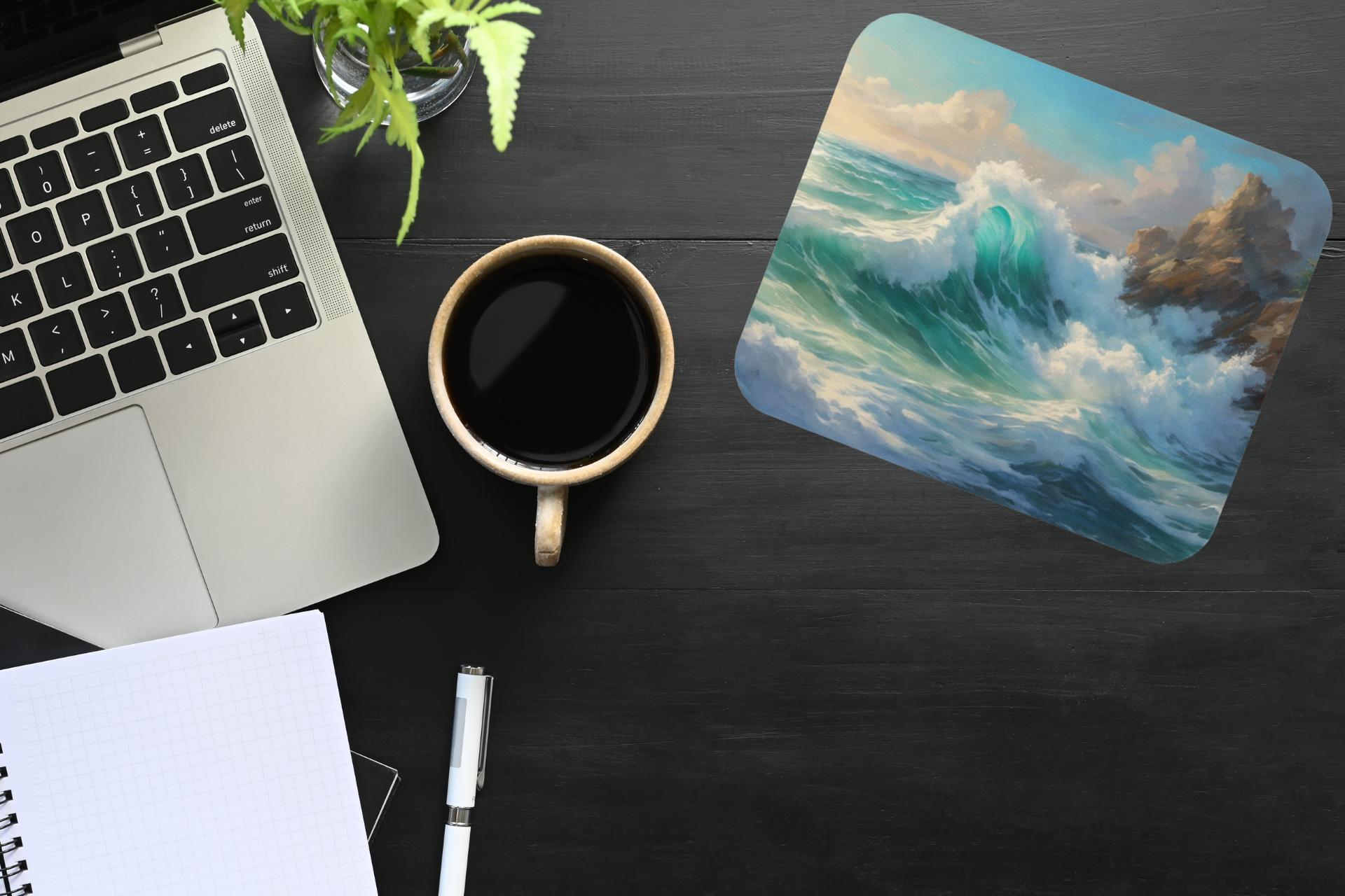 Scenic Surf Desk Mat | Coastal Mousepad for Home Office or Gaming | Beach Gift for Ocean Lovers
