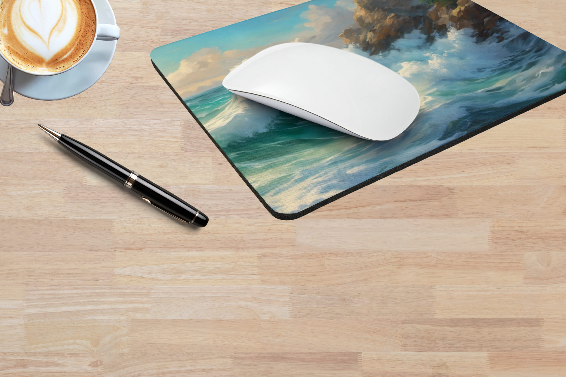 Scenic Surf Desk Mat | Coastal Mousepad for Home Office or Gaming | Beach Gift for Ocean Lovers product thumbnail image