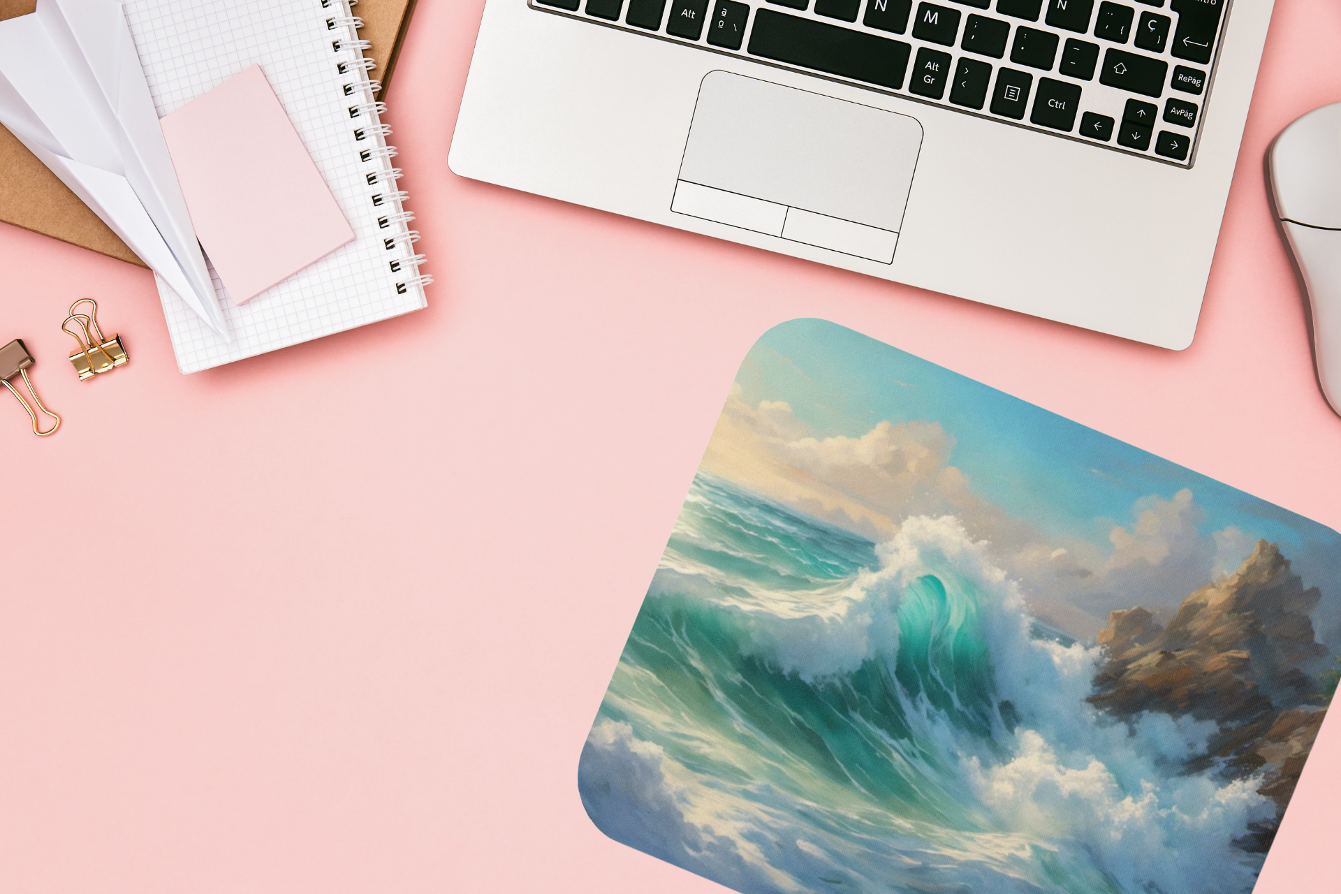 Scenic Surf Desk Mat | Coastal Mousepad for Home Office or Gaming | Beach Gift for Ocean Lovers product thumbnail image