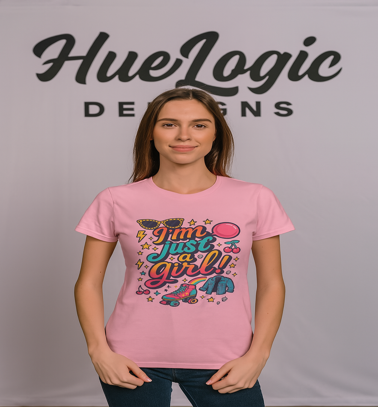 I’m Just a Girl Retro Roller Skate Women’s T-Shirt Cute 90s Vintage Aesthetic