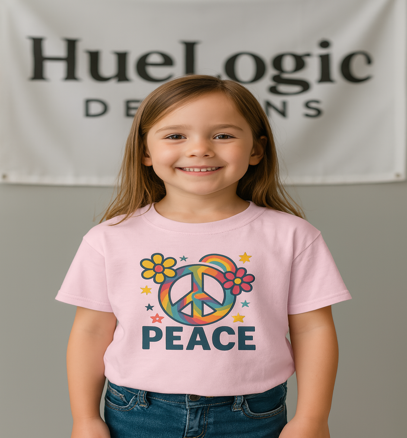Kids Retro Peace Sign Graphic Tee Hippie 60s 70s Flower Power Shirt Groovy