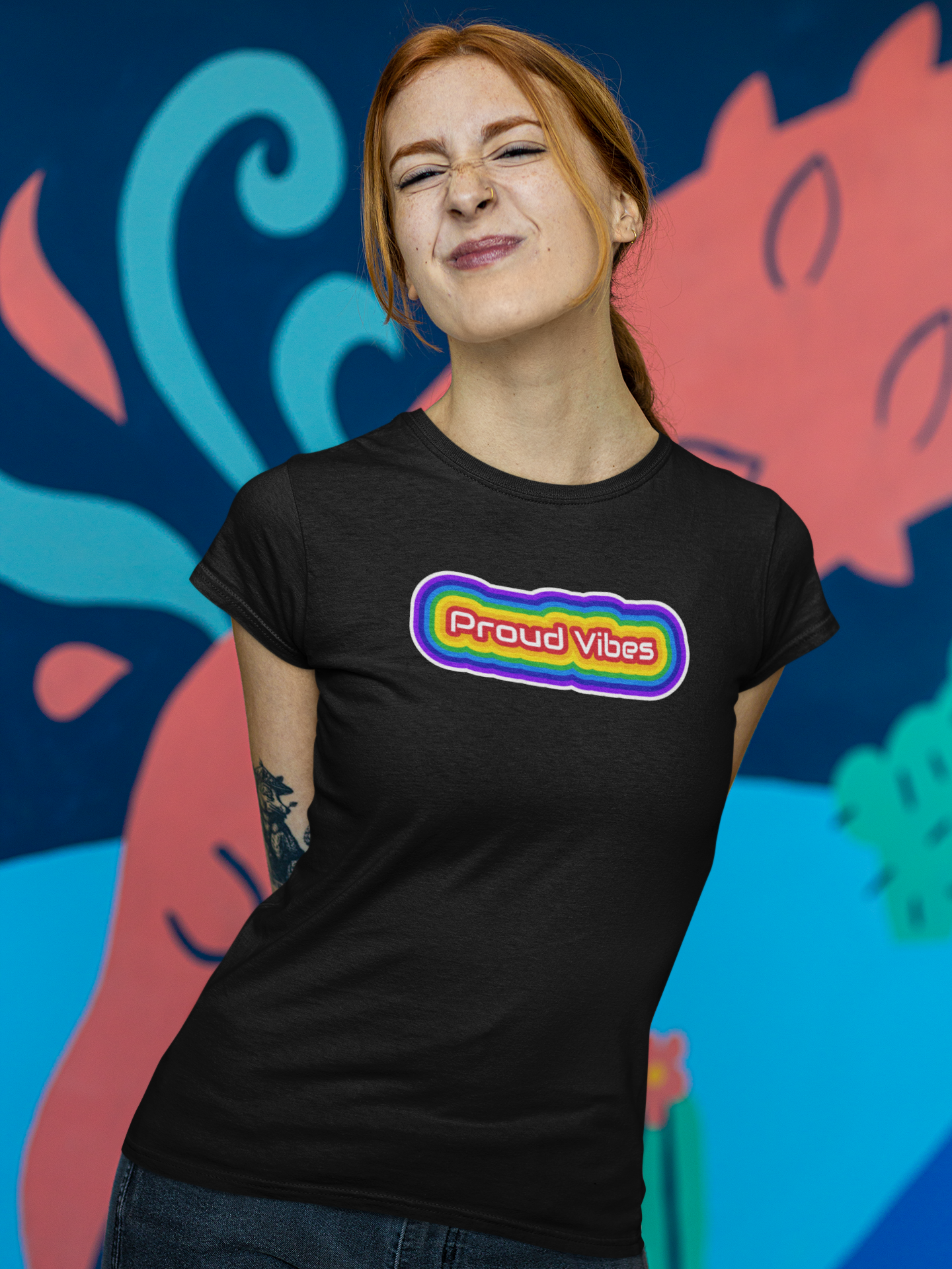 Proud Vibes Slim Fit Women's Tee product thumbnail image Proud Vibes Slim Fit Women's Tee product thumbnail image