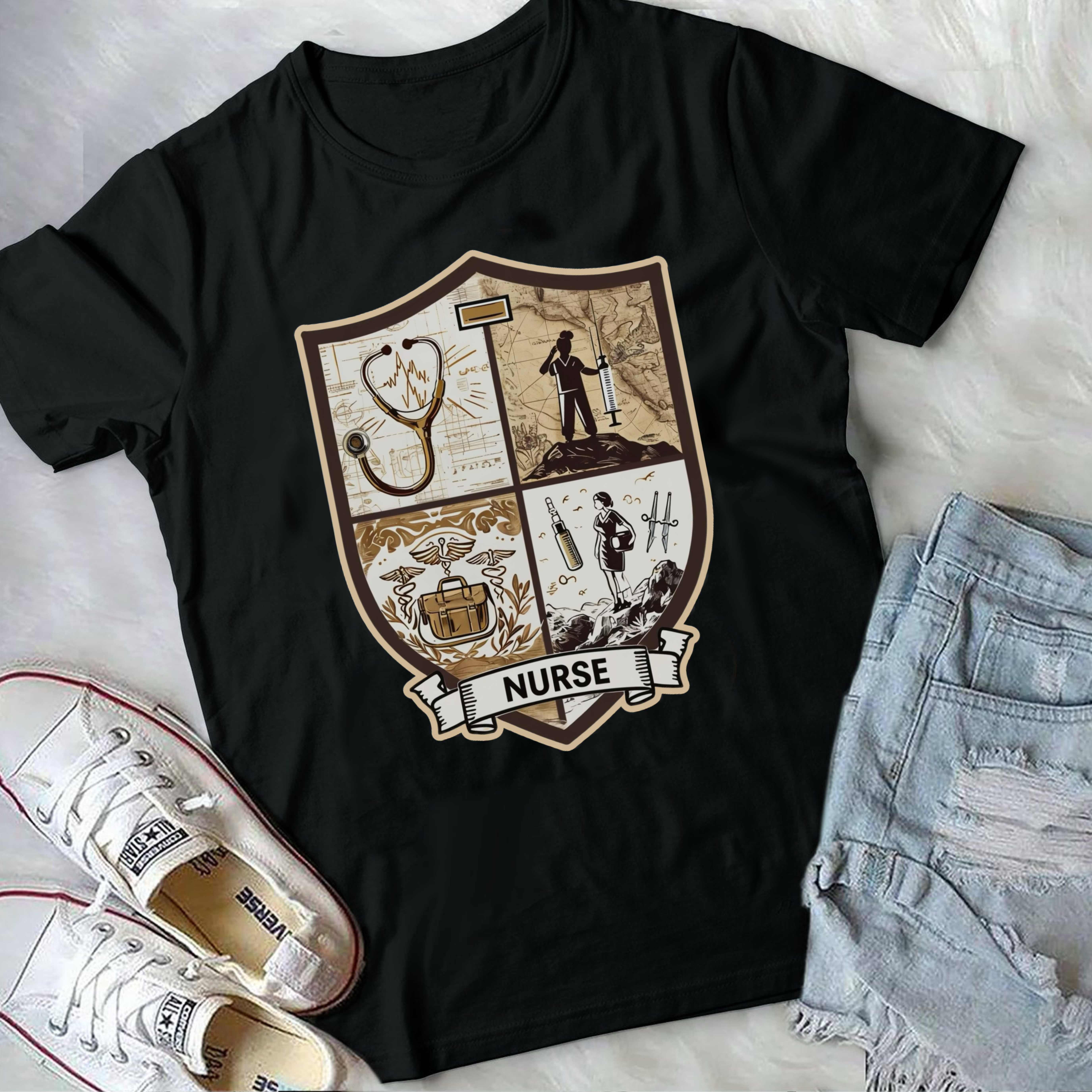 Nurse Crest Unisex Tee | Nursing Eco-Friendly Shirt, Nurse Gift product thumbnail image Nurse Crest Unisex Tee | Nursing Eco-Friendly Shirt, Nurse Gift product thumbnail image