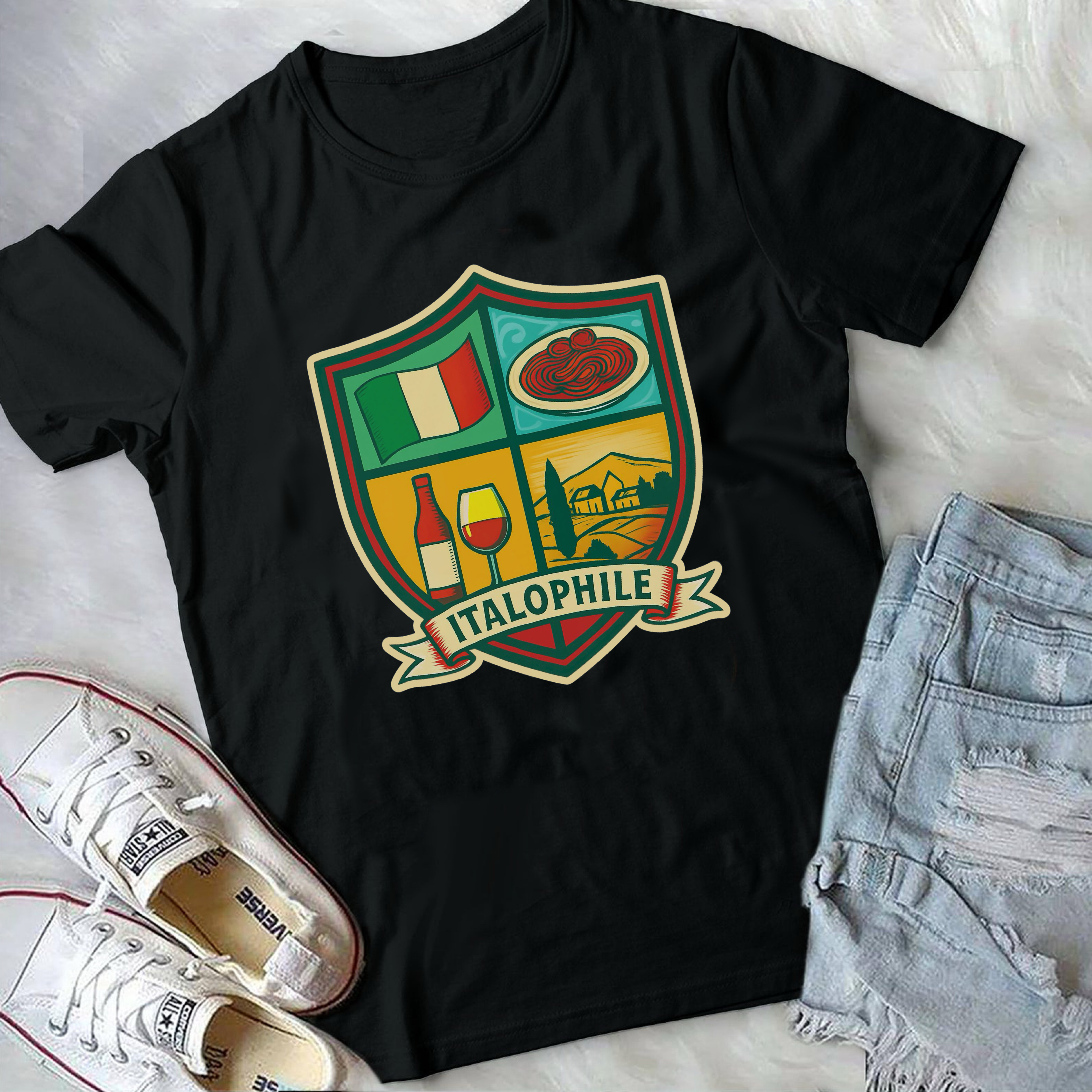 ITALOPHILE Crest Unisex Tee | Italy Lovers Eco-Friendly Shirt for all things Italian Enthusiasts
