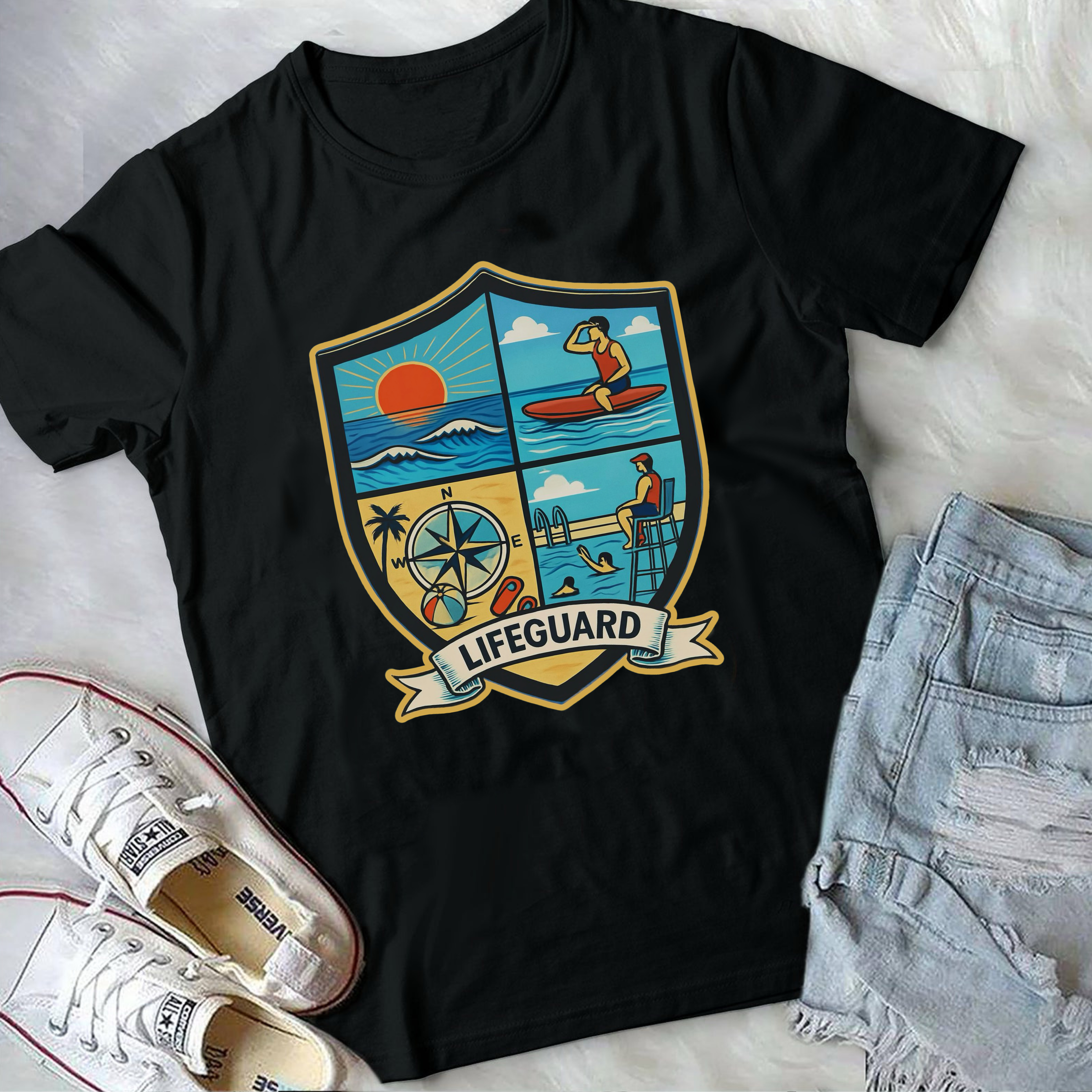 Lifeguard of Love Crest Unisex Tee | Eco-Friendly Shirt for Nature Enthusiasts product thumbnail image Lifeguard of Love Crest Unisex Tee | Eco-Friendly Shirt for Nature Enthusiasts product thumbnail image