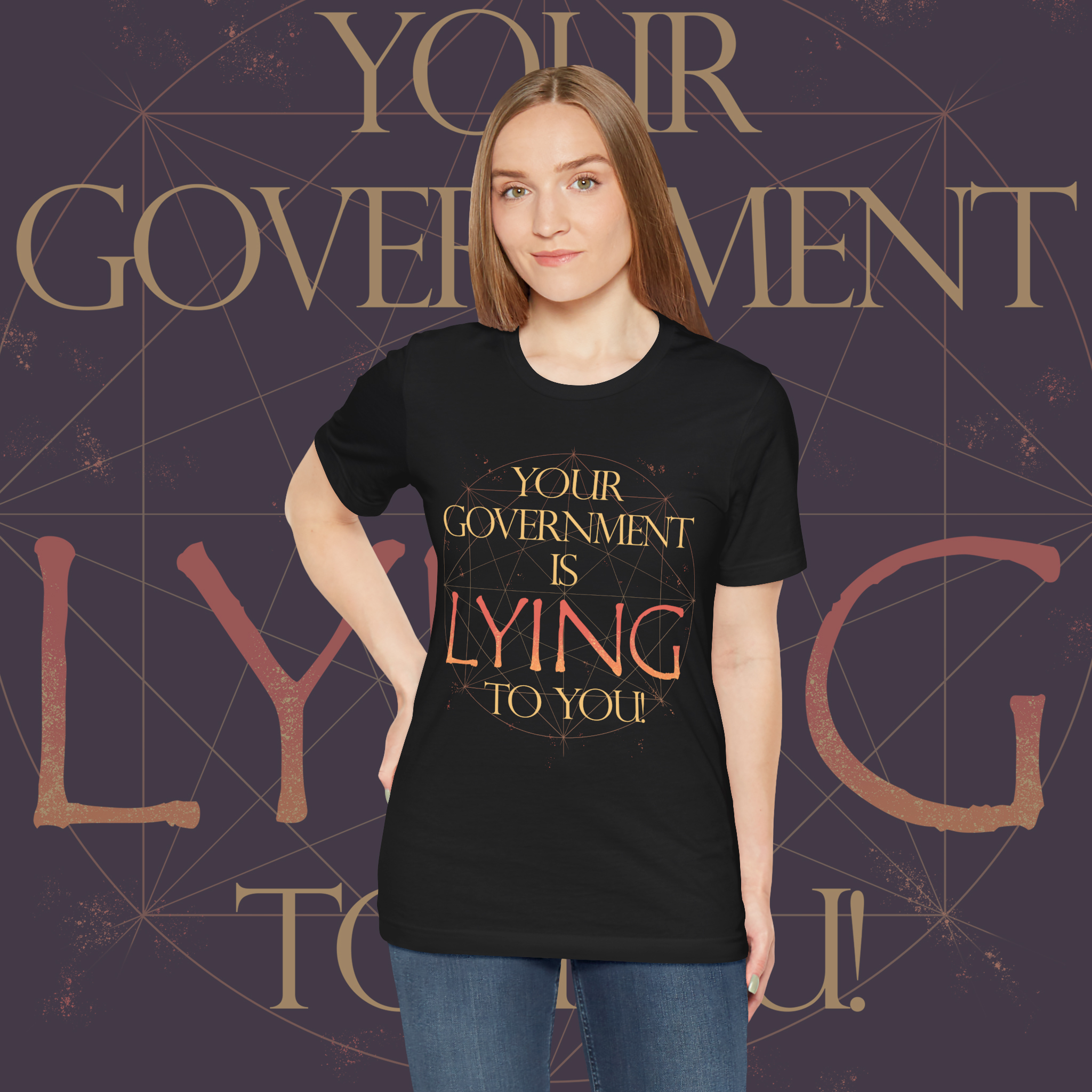 Your Government is Lying Unisex Tee, Graphic Tee, Statement Shirt, Protest Apparel, Casual Wear product thumbnail image Your Government is Lying Unisex Tee, Graphic Tee, Statement Shirt, Protest Apparel, Casual Wear product thumbnail image