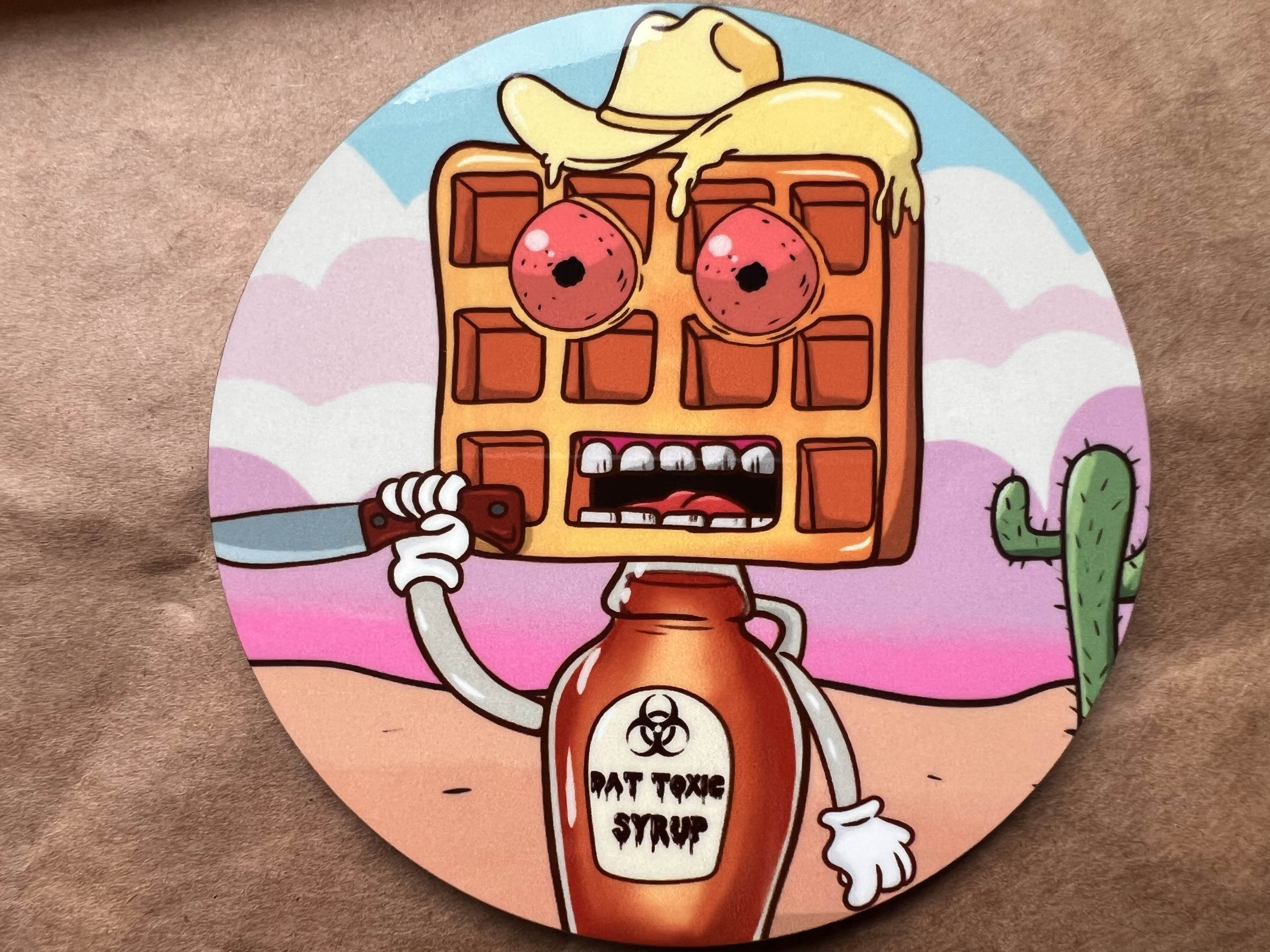 Whimsical Waffle Coaster with Cowboy Theme | Fun Kitchen Accent, Gift for Foodies, Unique Home Decor, Party Favors, Retro Style product thumbnail image