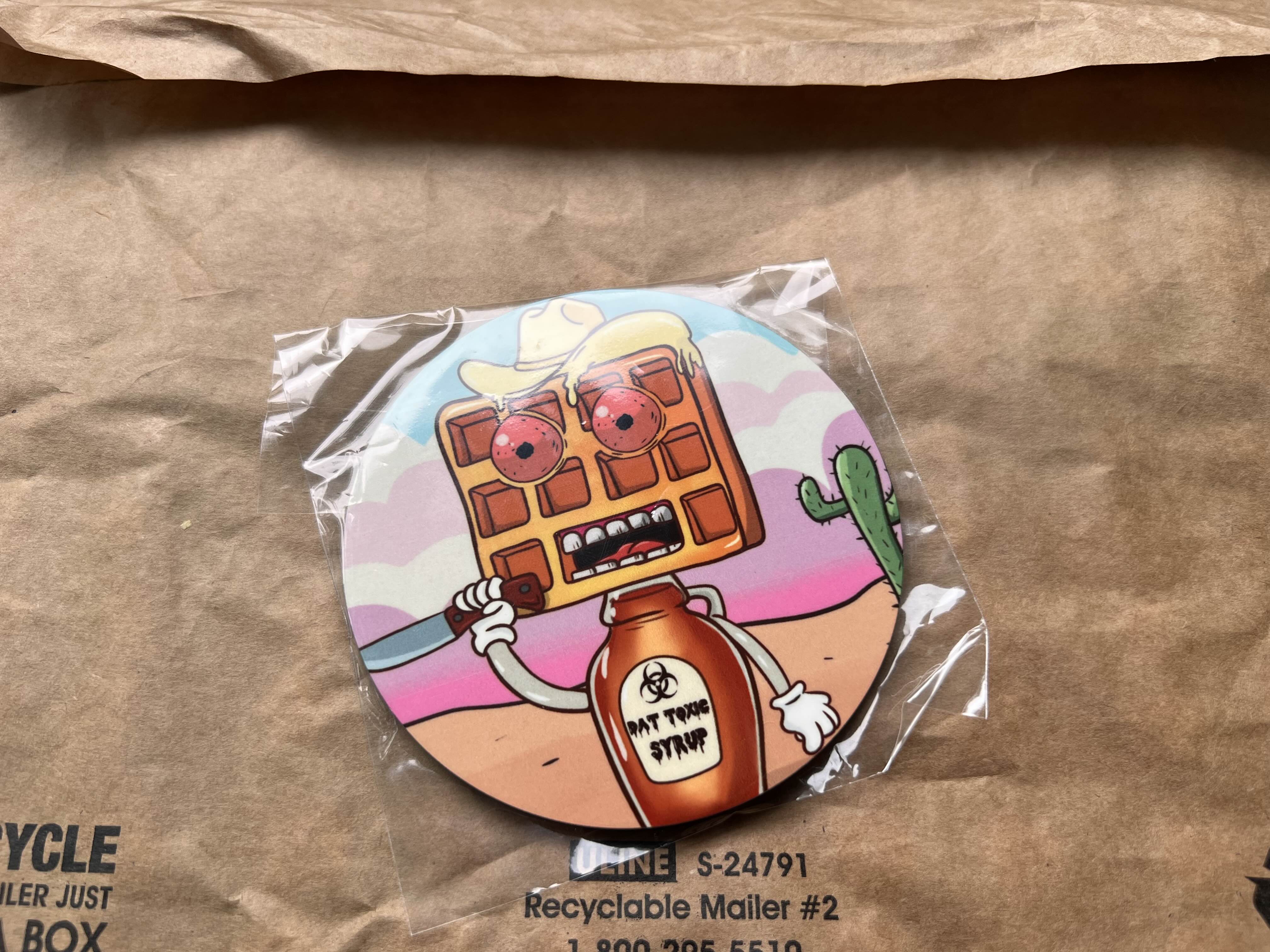 Whimsical Waffle Coaster with Cowboy Theme | Fun Kitchen Accent, Gift for Foodies, Unique Home Decor, Party Favors, Retro Style