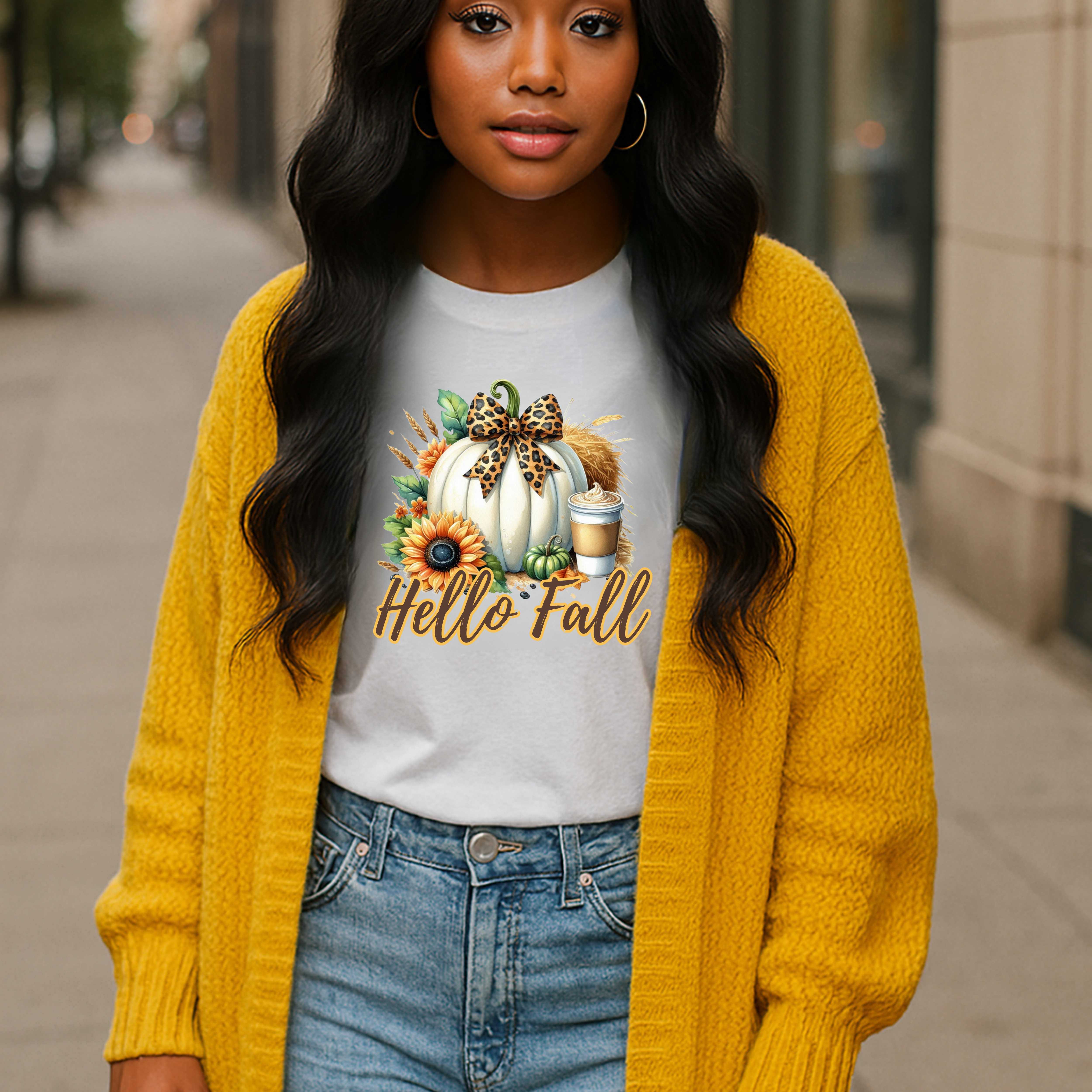 Hello Fall Leopard Bow Pumpkin T-Shirt – Cozy Autumn Graphic Tee product thumbnail image Hello Fall Leopard Bow Pumpkin T-Shirt – Cozy Autumn Graphic Tee product thumbnail image