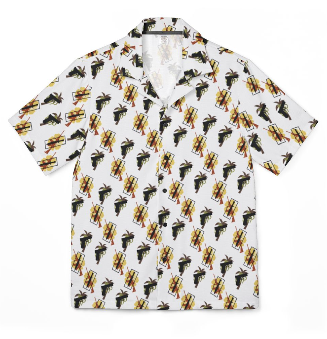 Sell Your Cloak Tropic Watch Hawaiian Shirt | Christian Men’s 2A Summer Shirt, Stacked Sword Logo, AR-15, Glock, Grenade &amp; Hibiscus, Patriotic Island Apparel