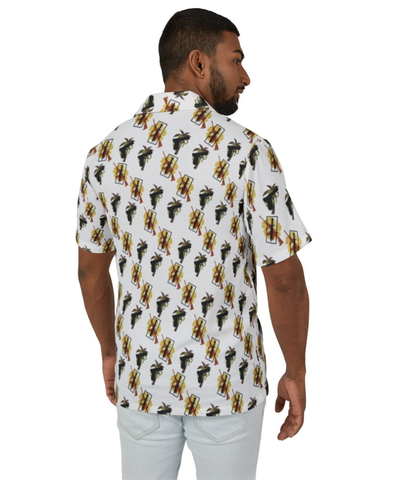 Sell Your Cloak Tropic Watch Hawaiian Shirt | Christian Men’s 2A Summer Shirt, Stacked Sword Logo, AR-15, Glock, Grenade &amp; Hibiscus, Patriotic Island Apparel product thumbnail image