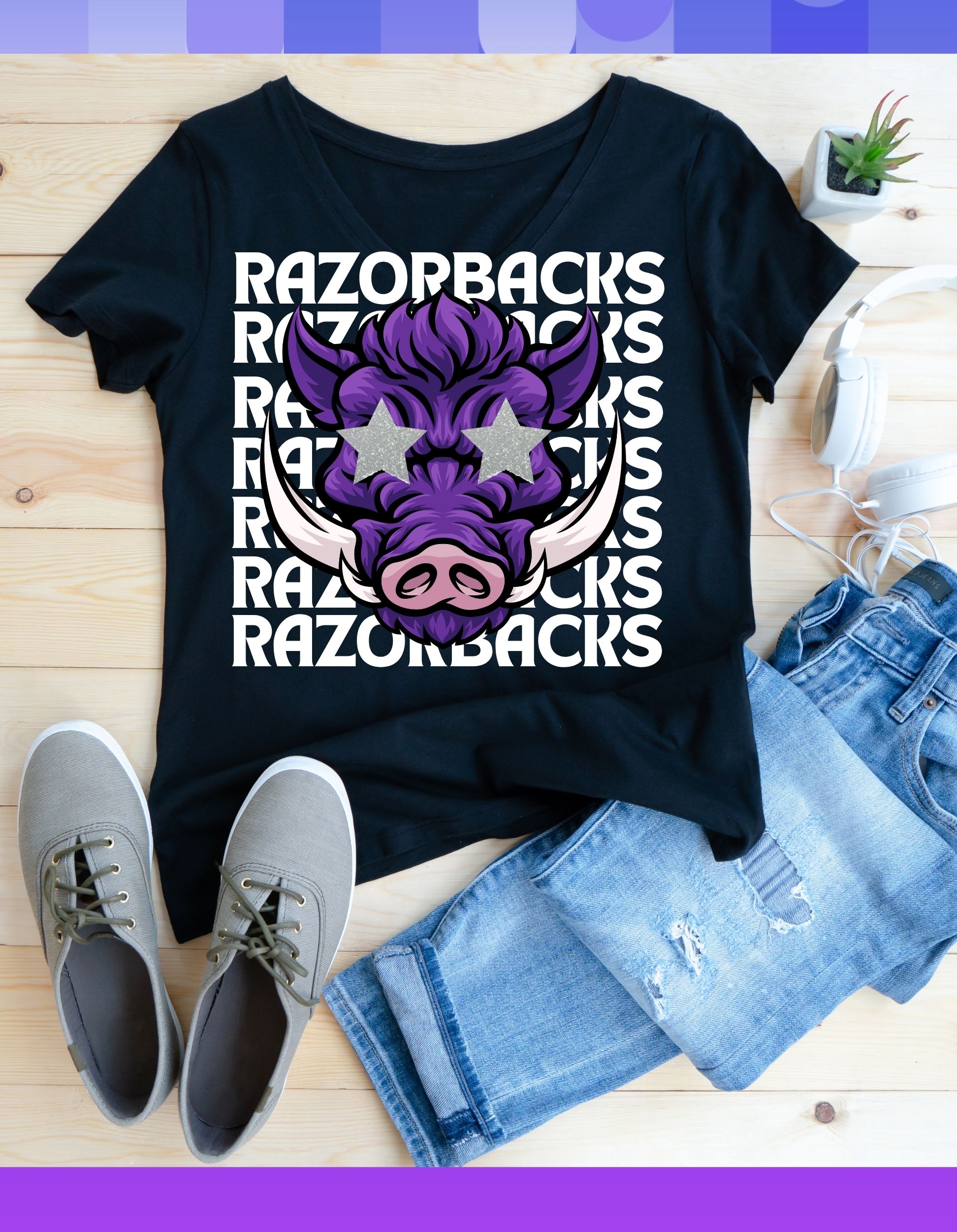 Razorbacks Sparkle Spirit T-Shirt Robinson Middle School Spirit Wear