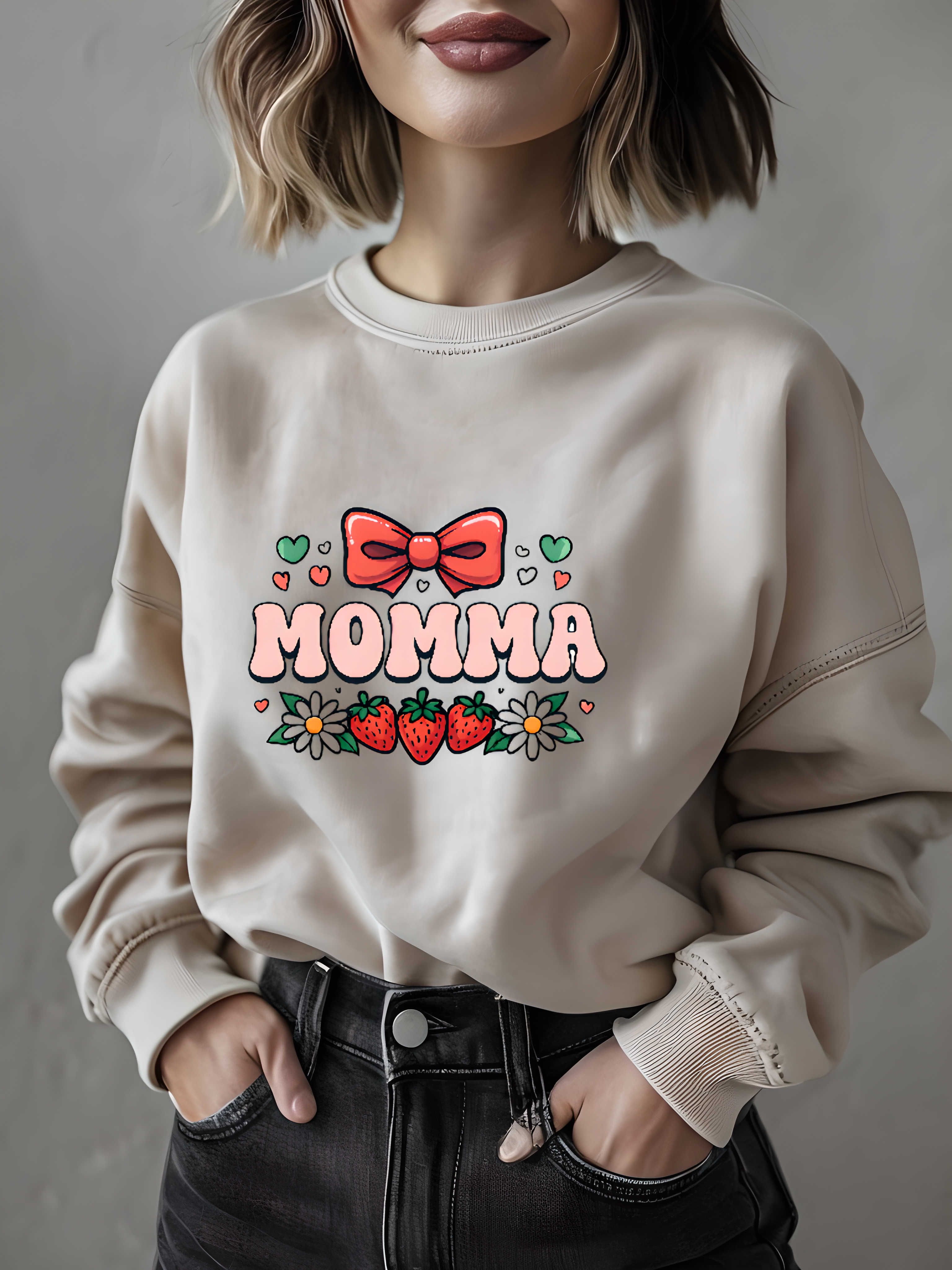 Momma Crewneck Sweatshirt - Cute Gift for Moms, Casual Wear, Mother's Day, Family Gatherings, Cozy Fashion product thumbnail image Momma Crewneck Sweatshirt - Cute Gift for Moms, Casual Wear, Mother's Day, Family Gatherings, Cozy Fashion product thumbnail image