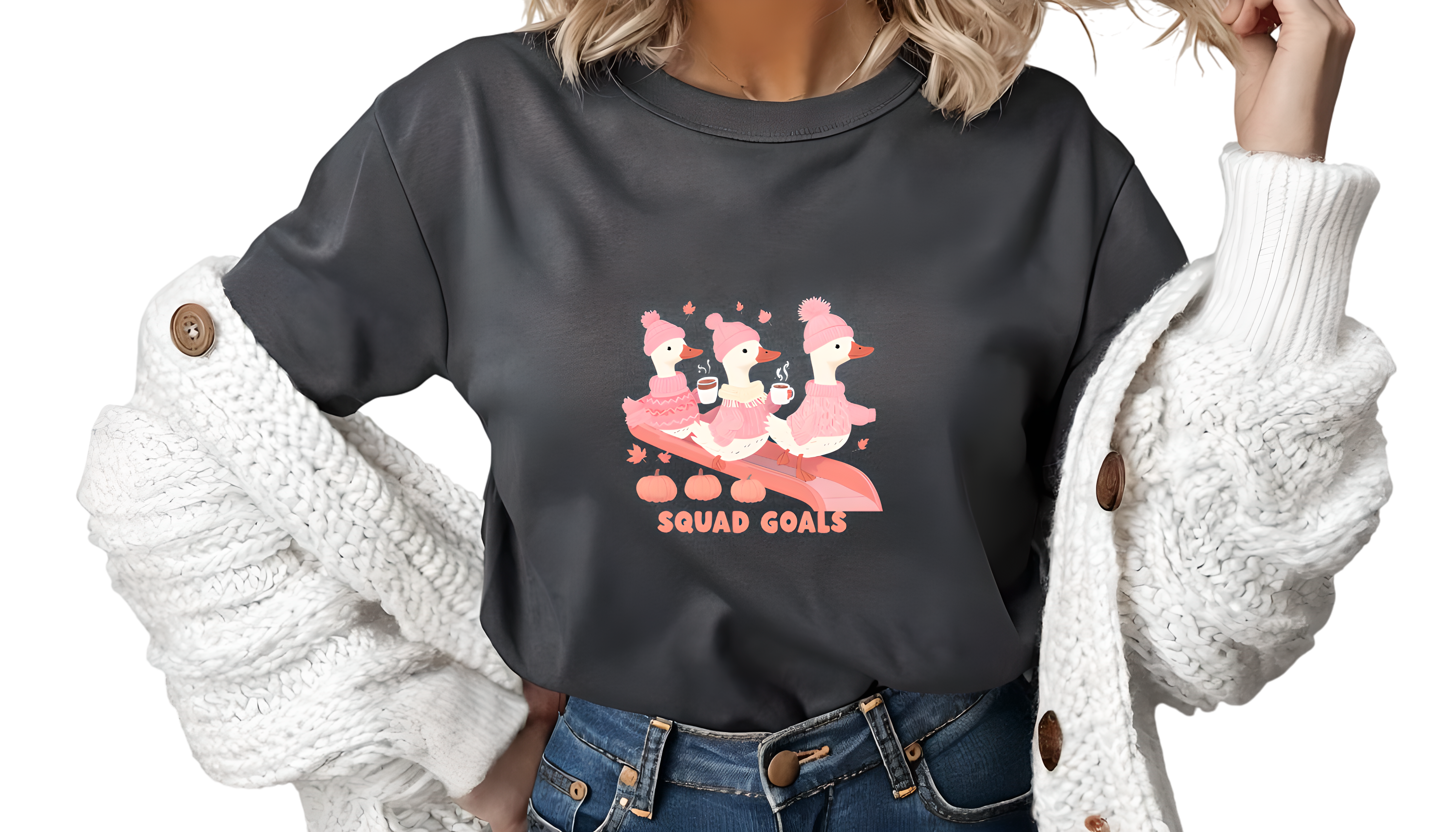 Squad Goals Duck T-Shirt, Cute Unisex Tee for Friends, Fall Fashion, Gift for Besties, Cozy Shirt for Gatherings, Fun Quirky Style product thumbnail image
