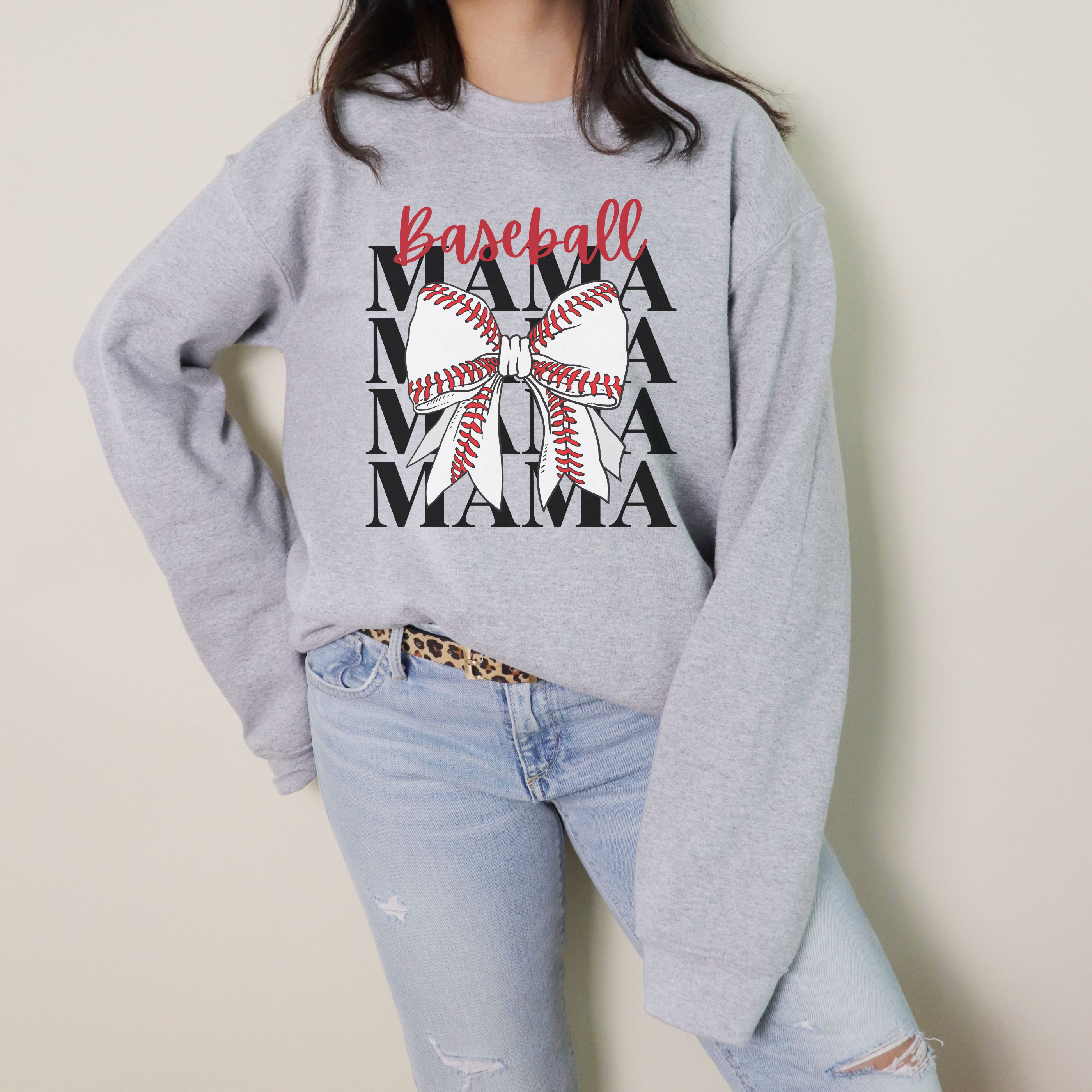Baseball Mama Crewneck Sweatshirt, Cozy Mother's Day Gift, Sports Mom Apparel, Baseball Lover Sweater, Fall Layering Piece product thumbnail image