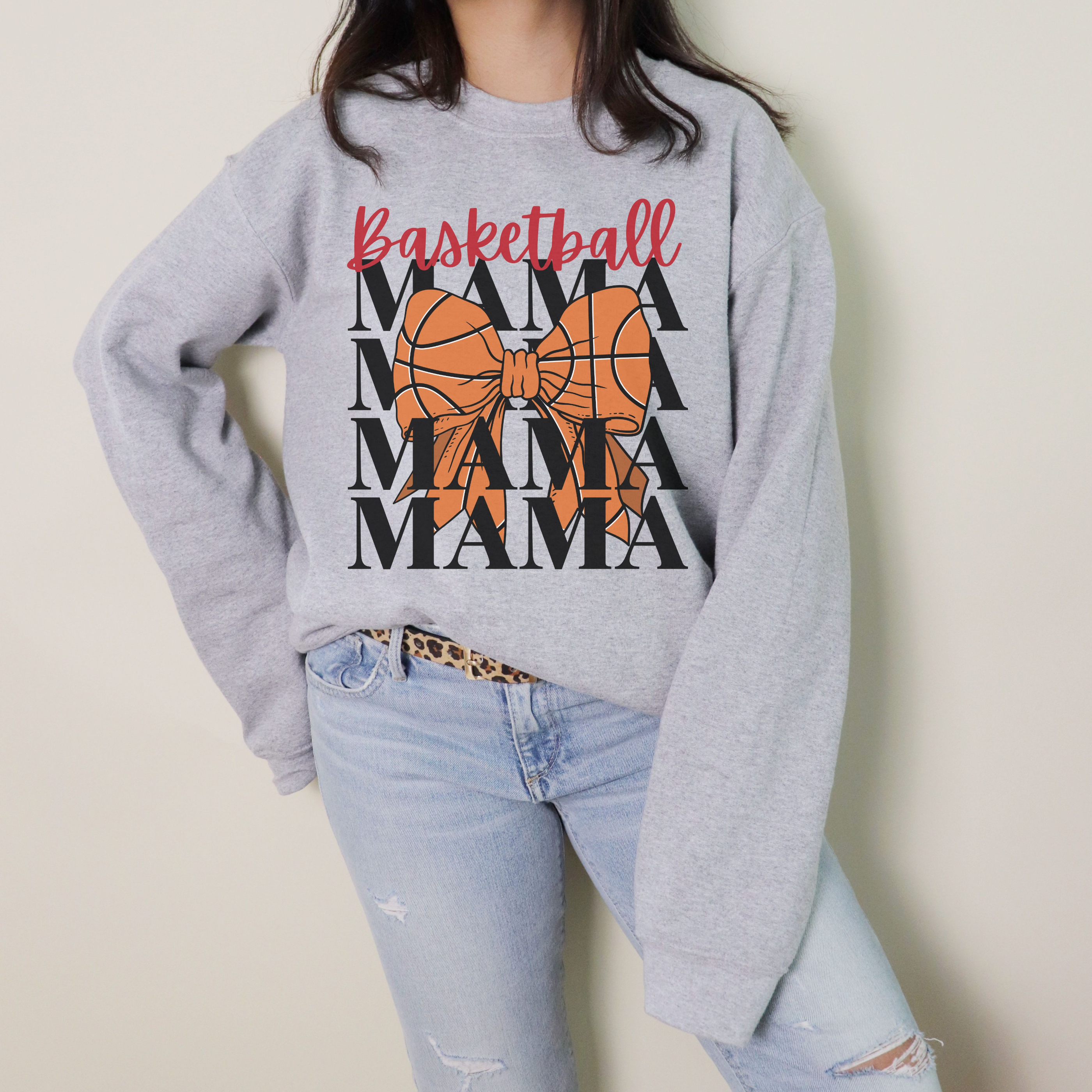 Basketball Mama Crewneck Sweatshirt - Cozy Athletic Wear, Gift for Sports Moms, Trendy Sweatshirt, Basketball Lover's Gift