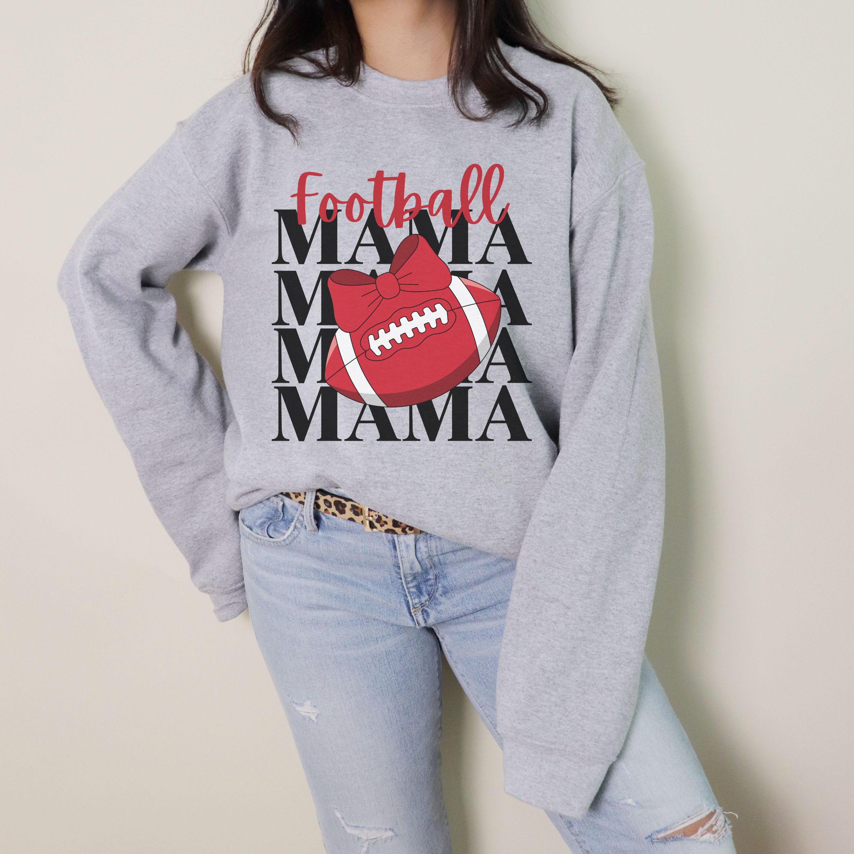 Football Mama Sweatshirt, Cute Sports Apparel, Gift for Moms, Cozy Crewneck, Game Day Outfit, Women's Sportswear