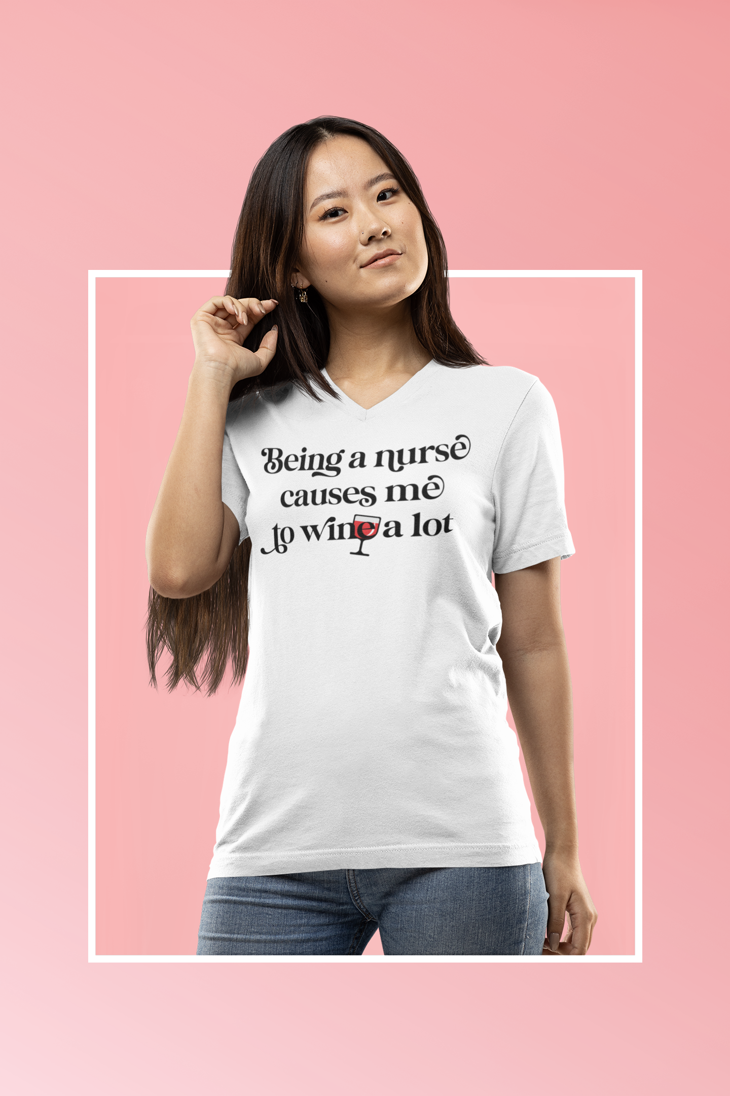 Nurse Wine V-Neck Tee - Funny Nursing Shirt, Gift for Nurses, Nurse Appreciation, Wine Lover Gift, Casual Wear product thumbnail image